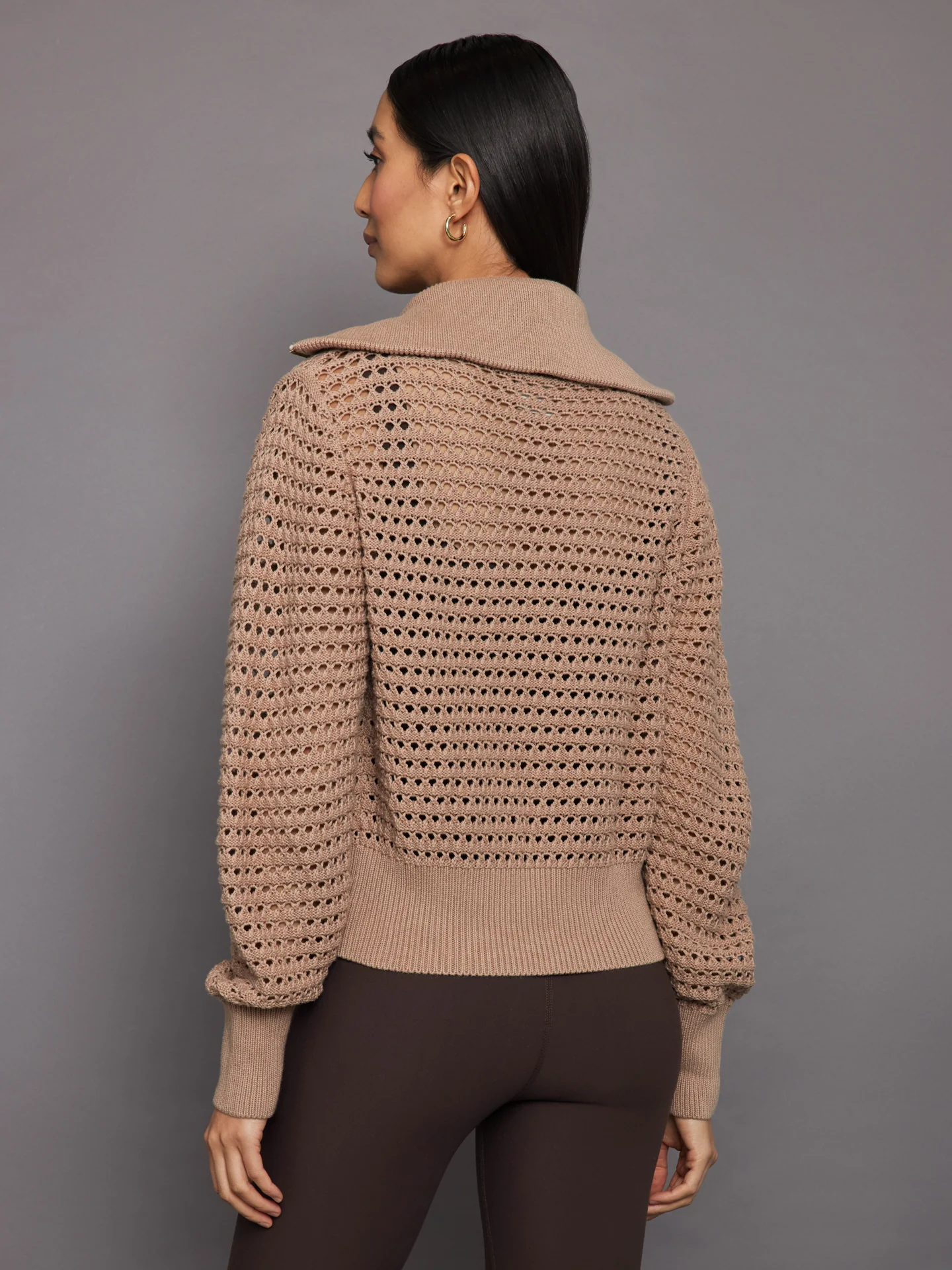 Eloise Full Zip Knit - Warm Taupe - Image 2