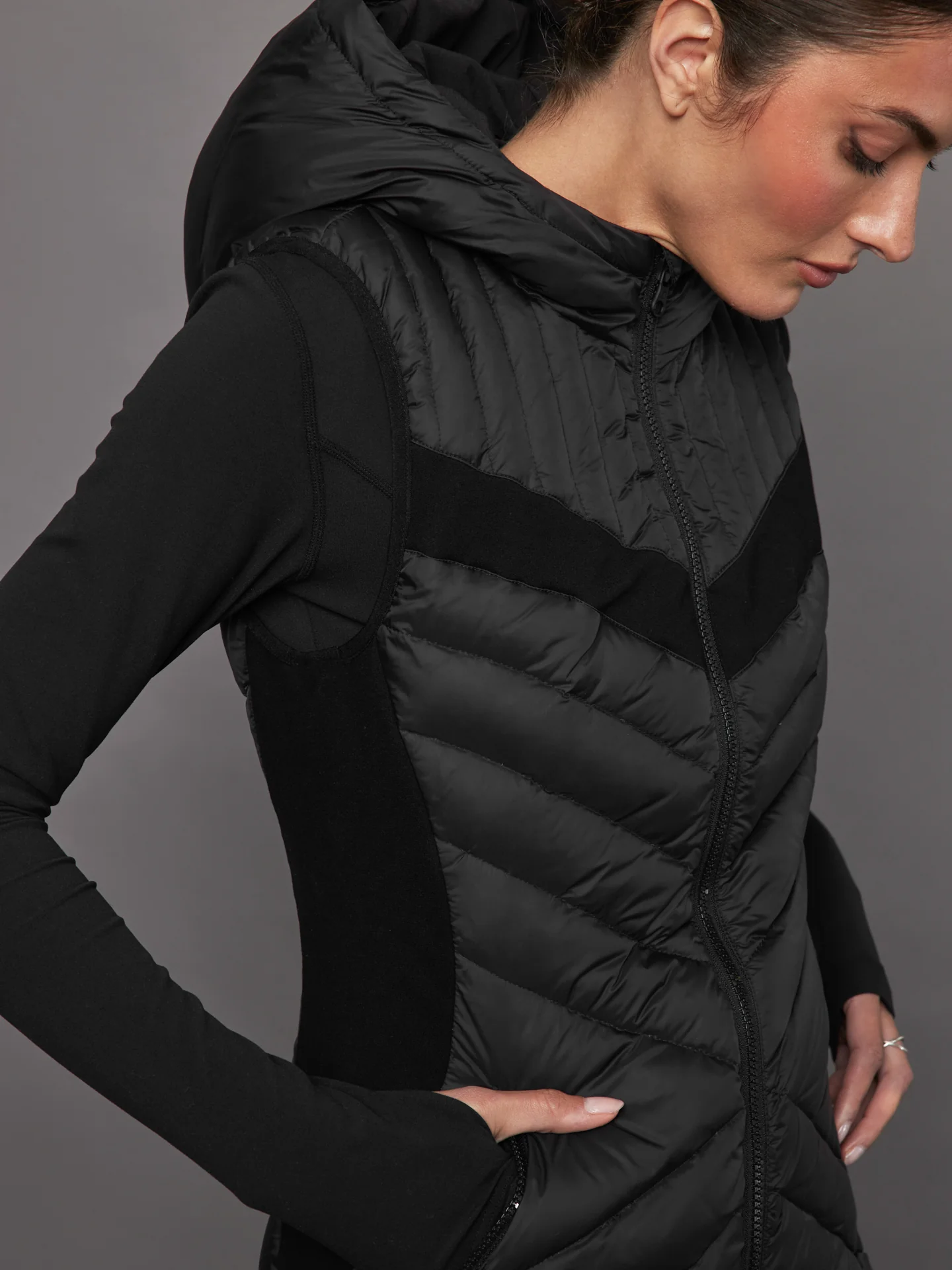 Elongated Puffer Vest - Black - Image 4