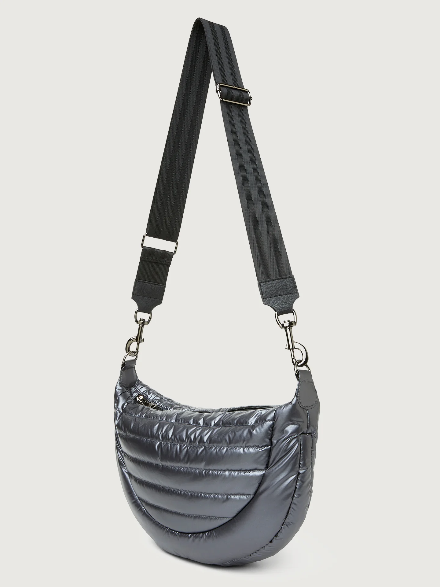 Elton Hobo Crossbody - Pearl Grey/ Black/ Black Web Gunmetal Hardware - Image 4