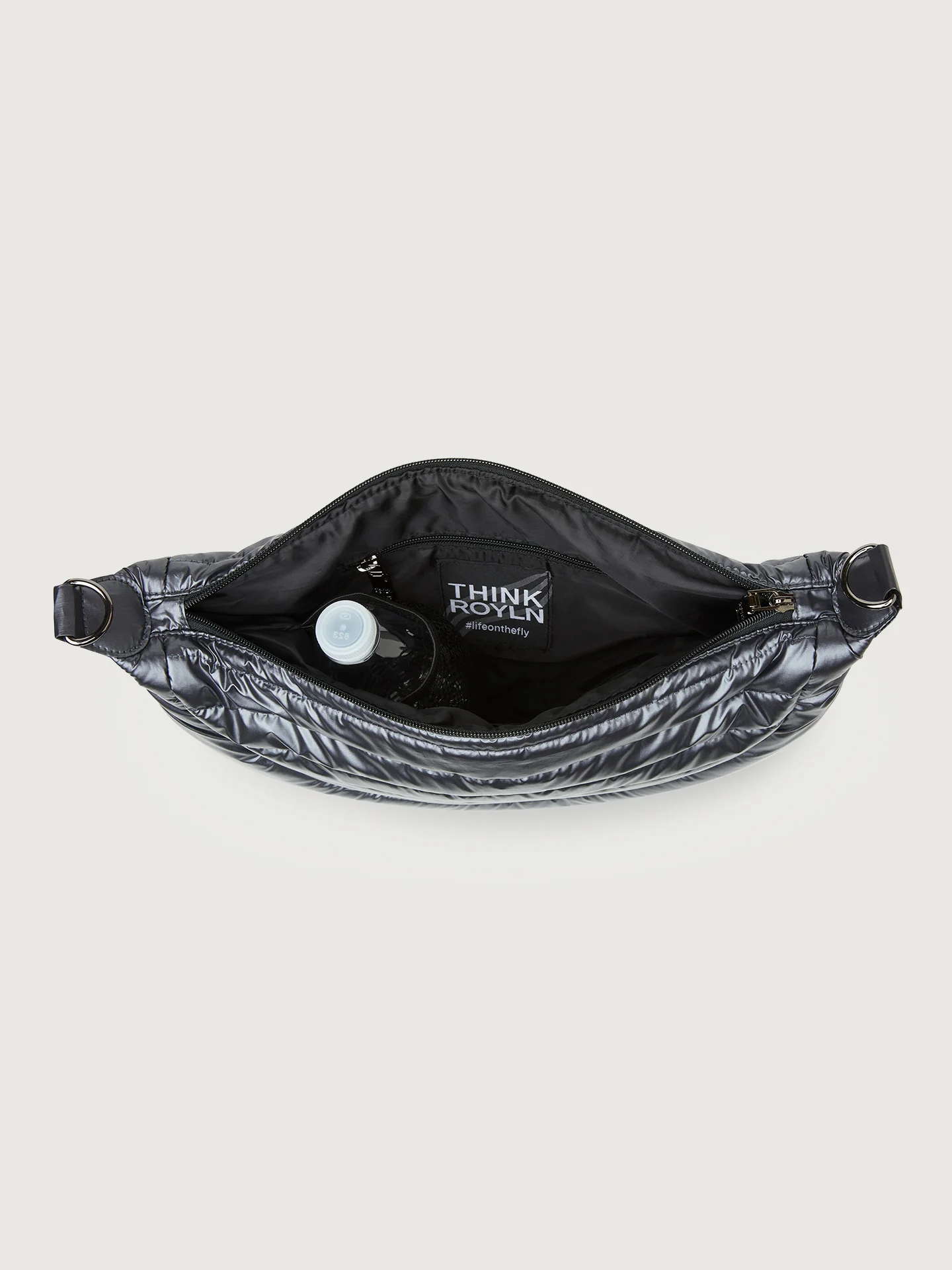 Elton Hobo Crossbody - Pearl Grey/ Black/ Black Web Gunmetal Hardware - Image 8
