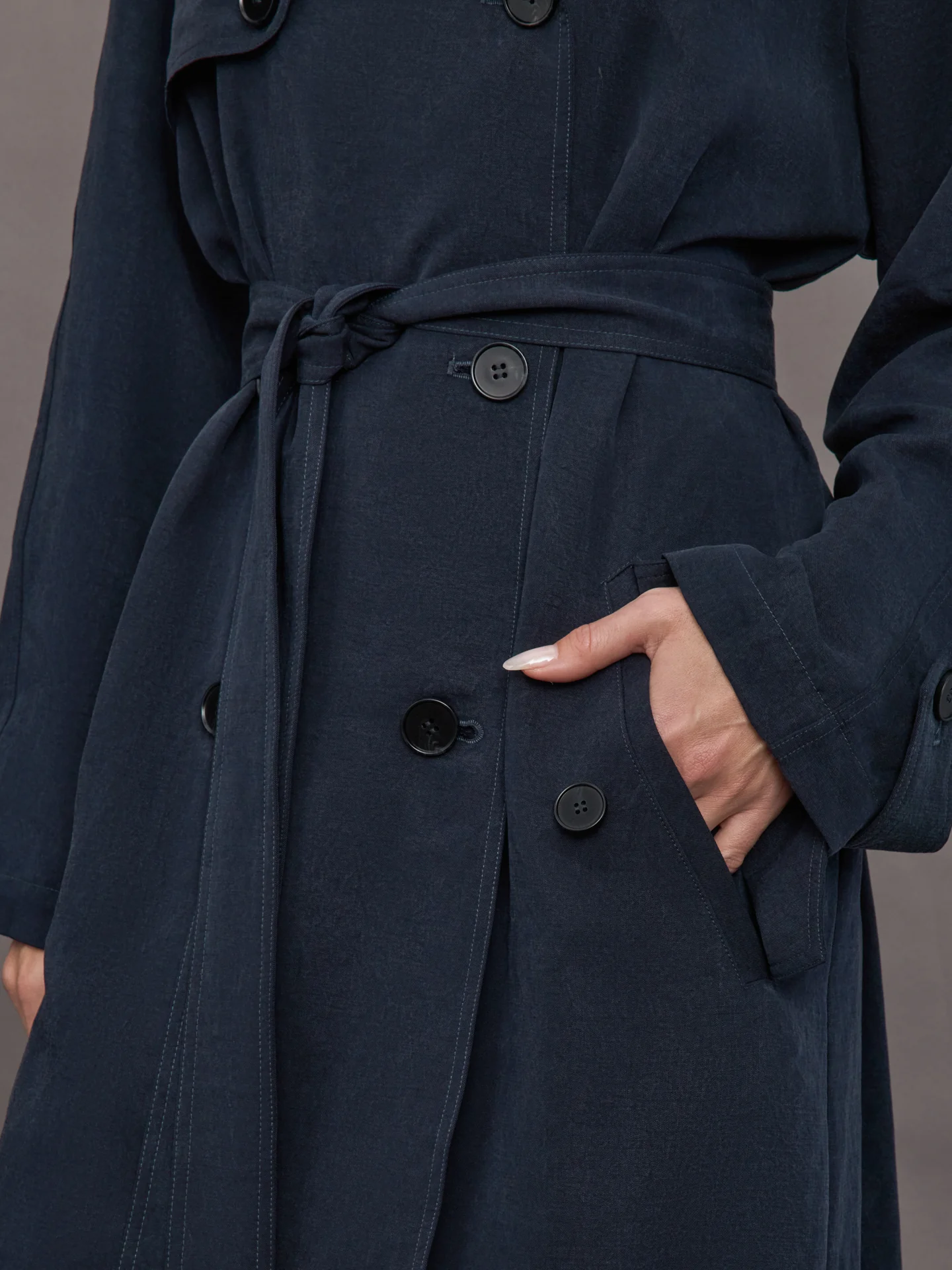 Elva Trench Coat - Navy - Image 5