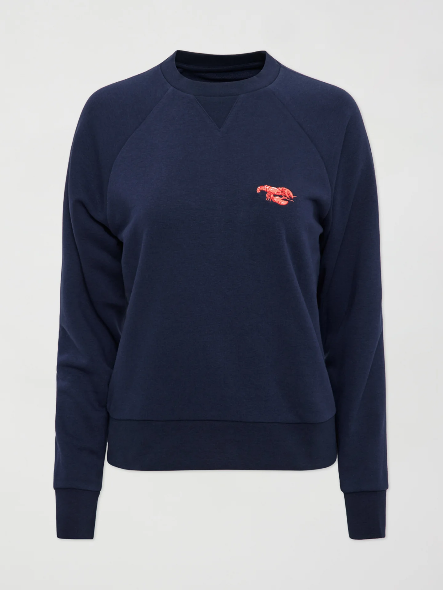 EMBROIDERED FRENCH TERRY CREW SWEATSHIRT -  NAVY/ LOBSTER - Image 4