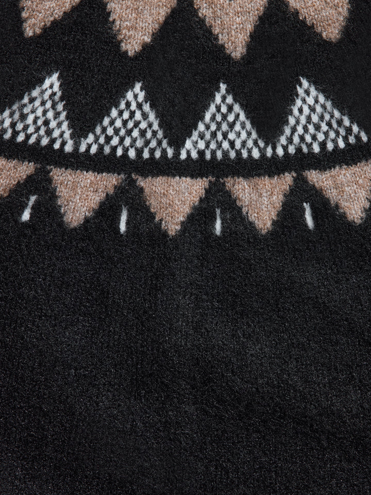 Fairisle Bell Sleeve Sweater Cardigan - Black/Taupe/Cream - Image 6