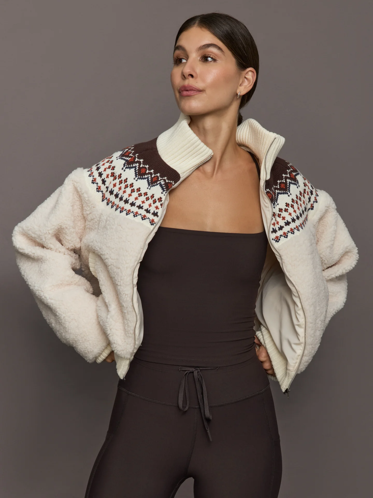 Fairisle Sherpa Jacket - Natural - Image 2