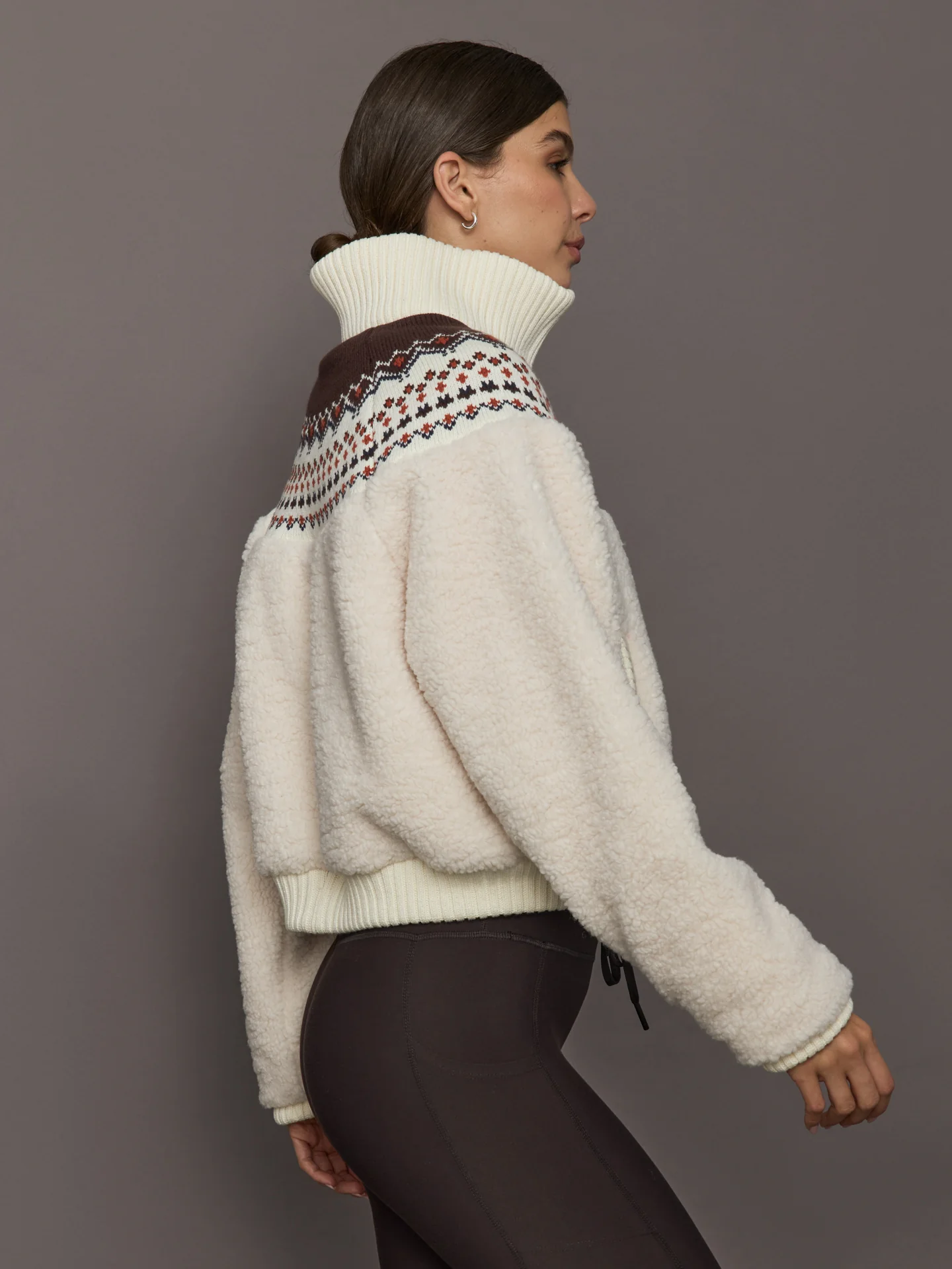 Fairisle Sherpa Jacket - Natural - Image 3