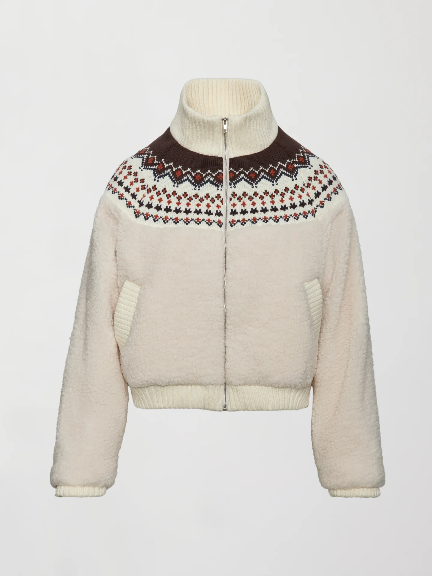 Fairisle Sherpa Jacket - Natural - Image 7
