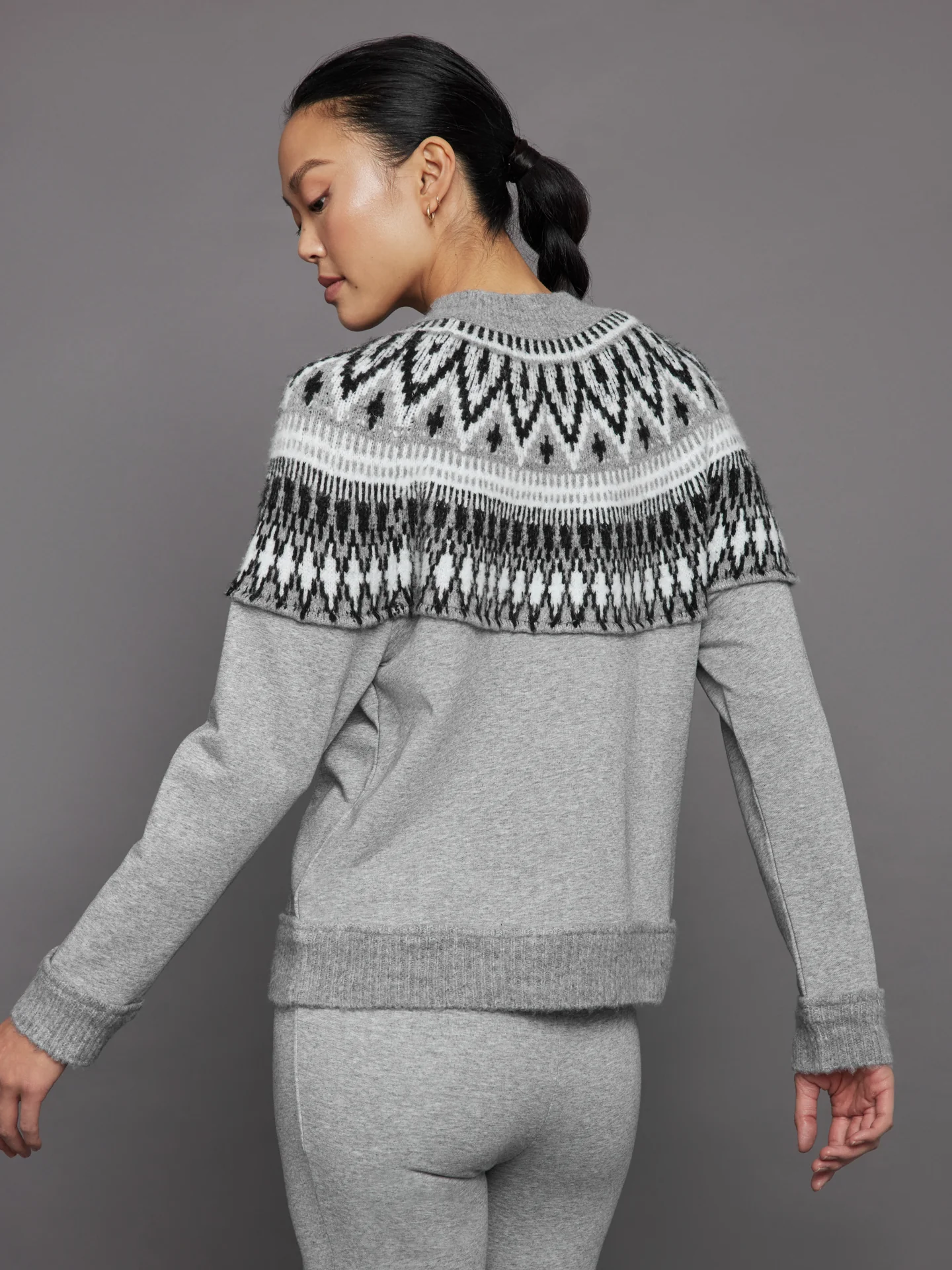 Fairisle Sweatshirt - Heather Grey - Image 3