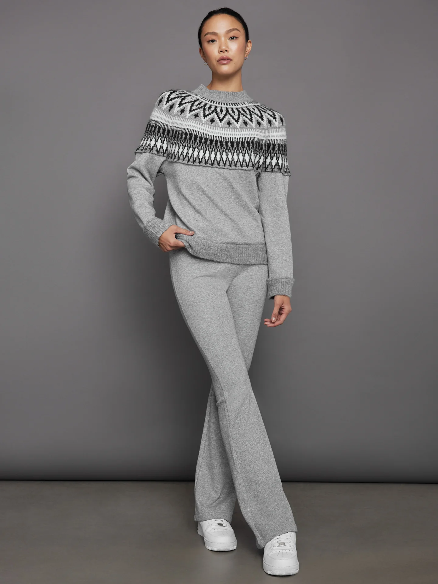 Fairisle Sweatshirt - Heather Grey - Image 4