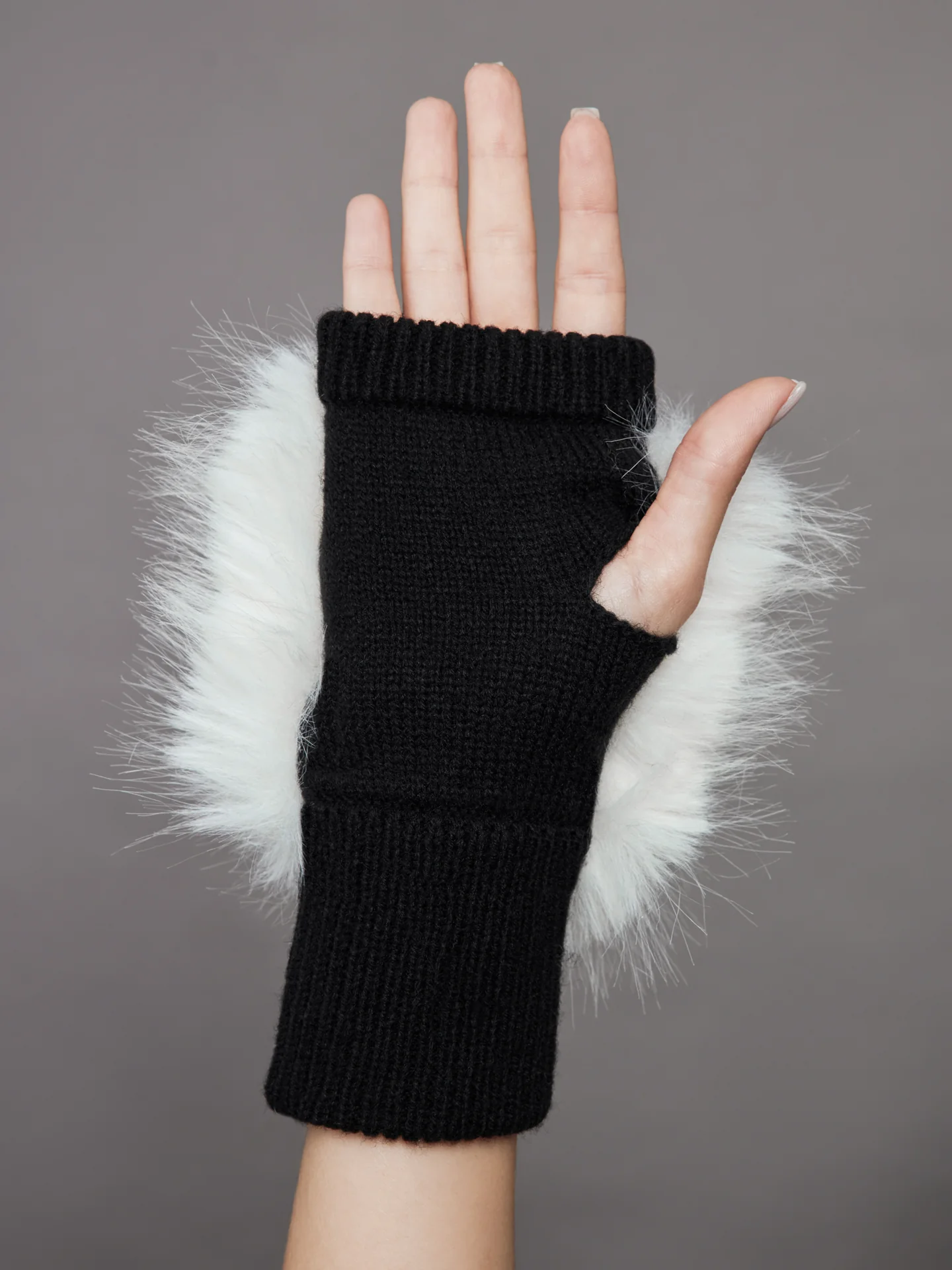 Faux Fox Knit Mittens - Ivory - Image 3