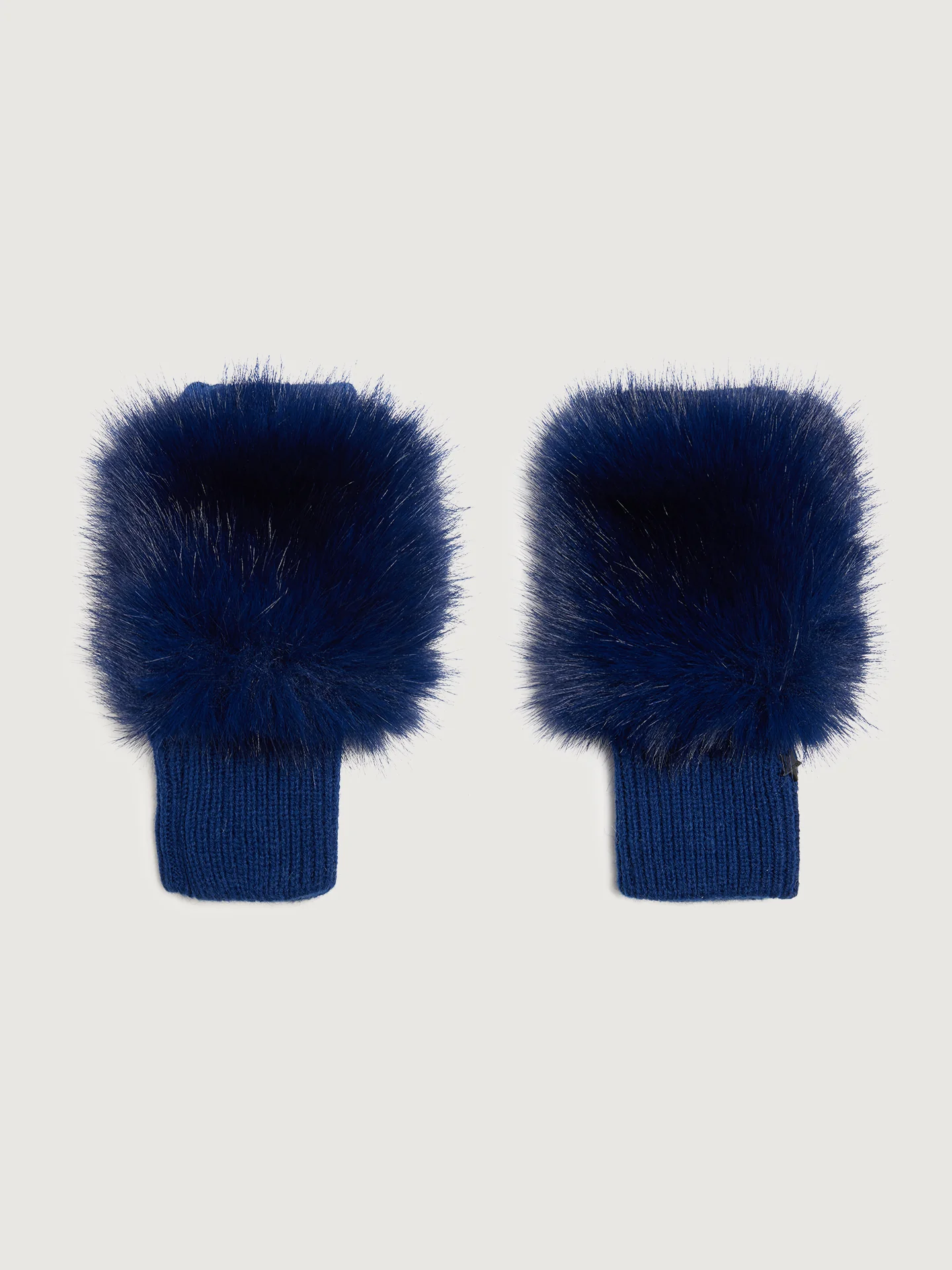 Faux Fox Knit Mittens - Navy - Image 3