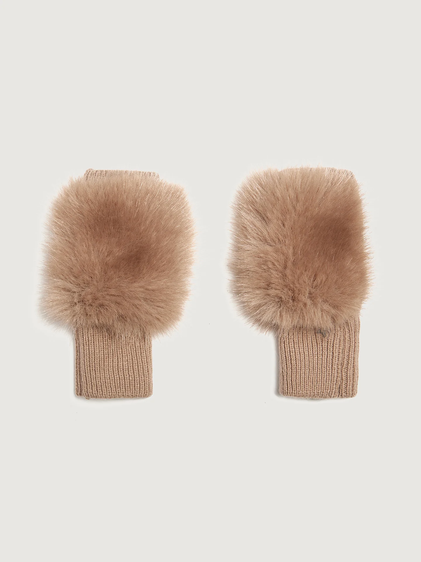 Faux Fox Knit Mittens - Palomino - Image 3