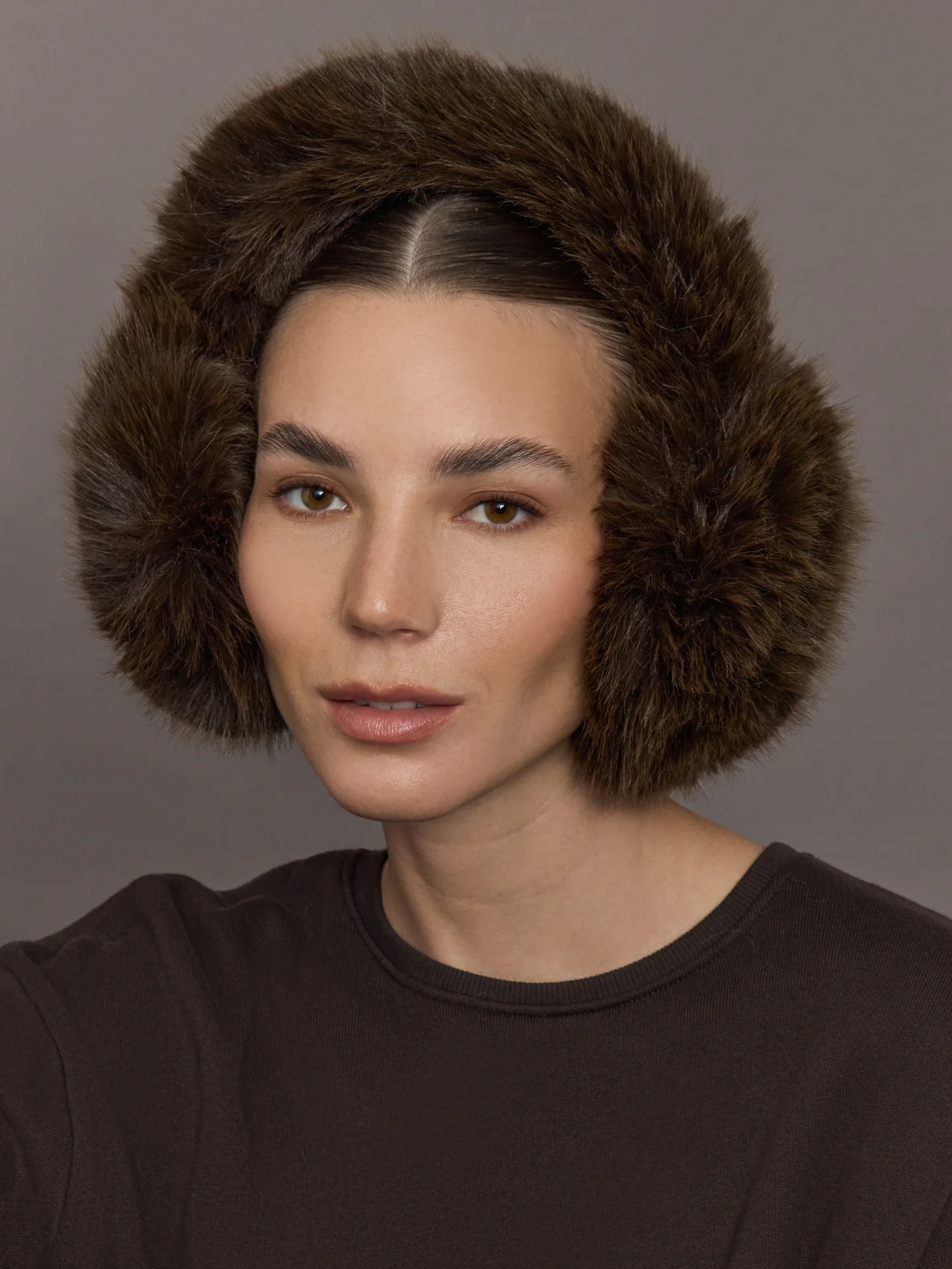 Faux Fur Earmuffs - Chocolate - Image 2