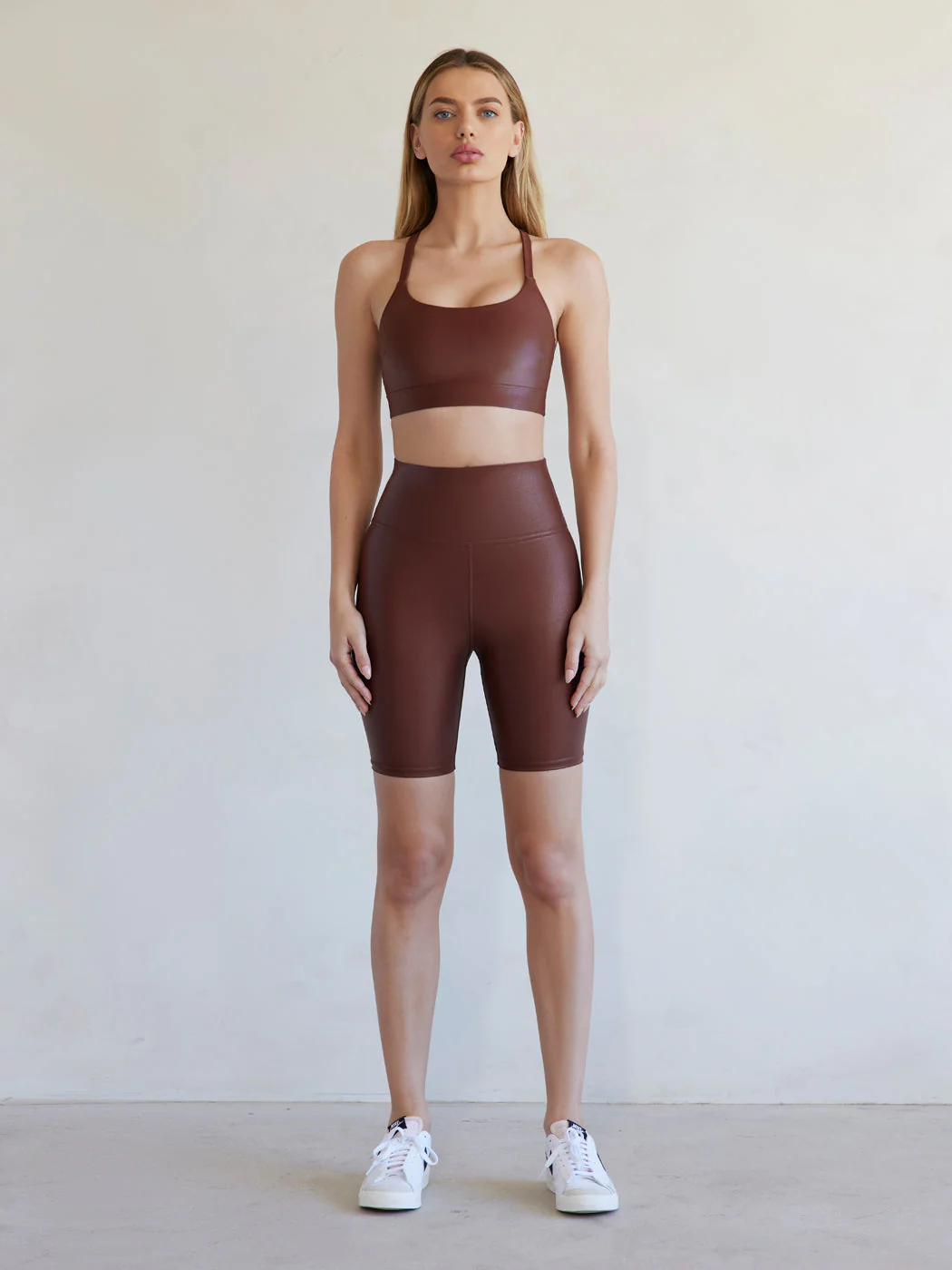 Flat Twist Cross Back Bra In Takara Shine - Cappuccino - Image 5