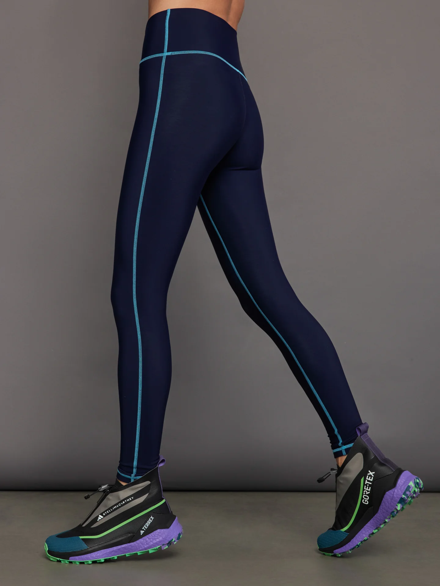 High Rise Legging with Fleece Back - Navy / Blue Atoll - Image 2
