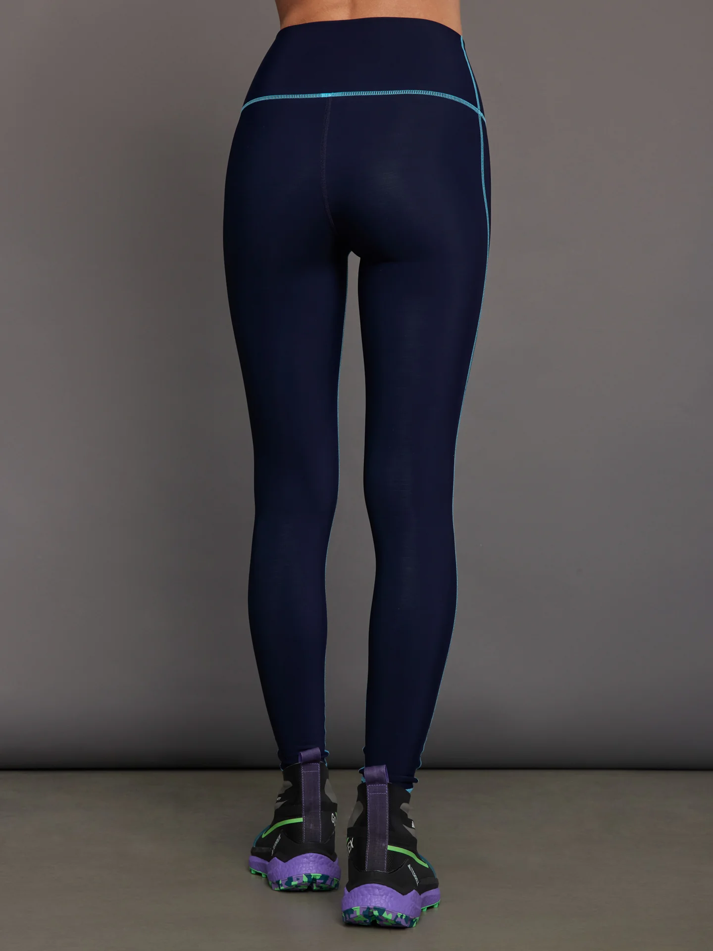 High Rise Legging with Fleece Back - Navy / Blue Atoll - Image 3