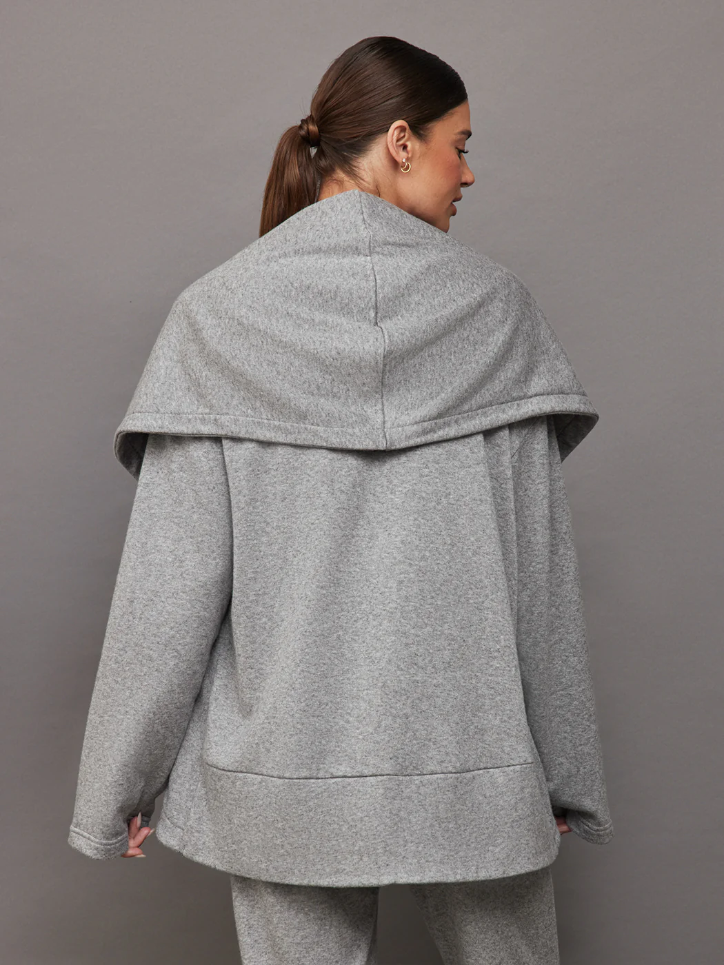 Fleece Cardigan - Heather Grey - Image 4