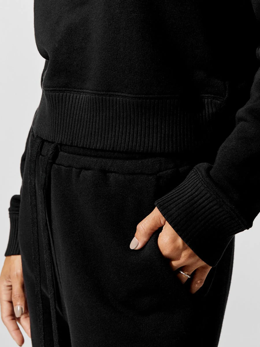 French Terry Crew Neck Sweatshirt - Black - Image 4