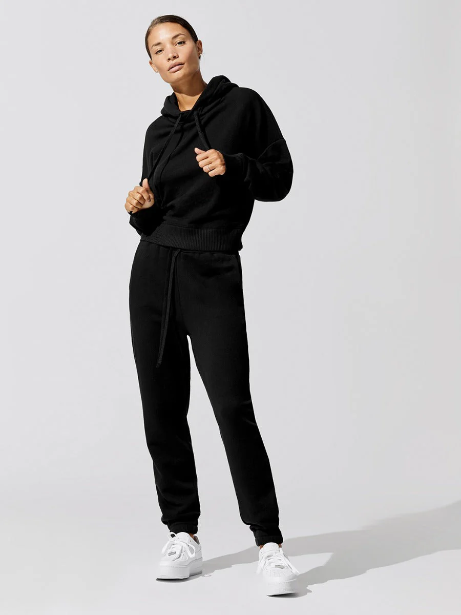French Terry Hooded Sweatshirt - Black - Image 3