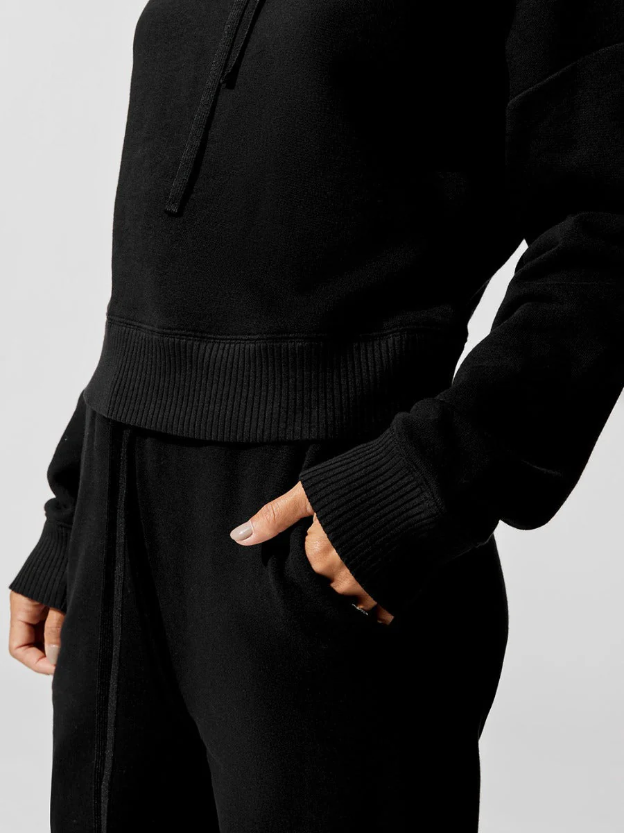 French Terry Hooded Sweatshirt - Black - Image 4