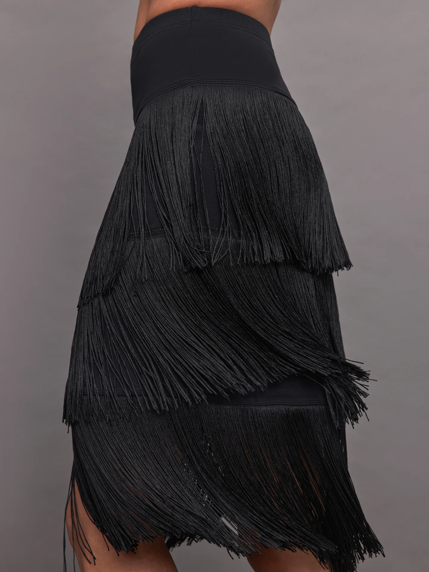 Fringe Midi Skirt in Melt - Black - Image 5