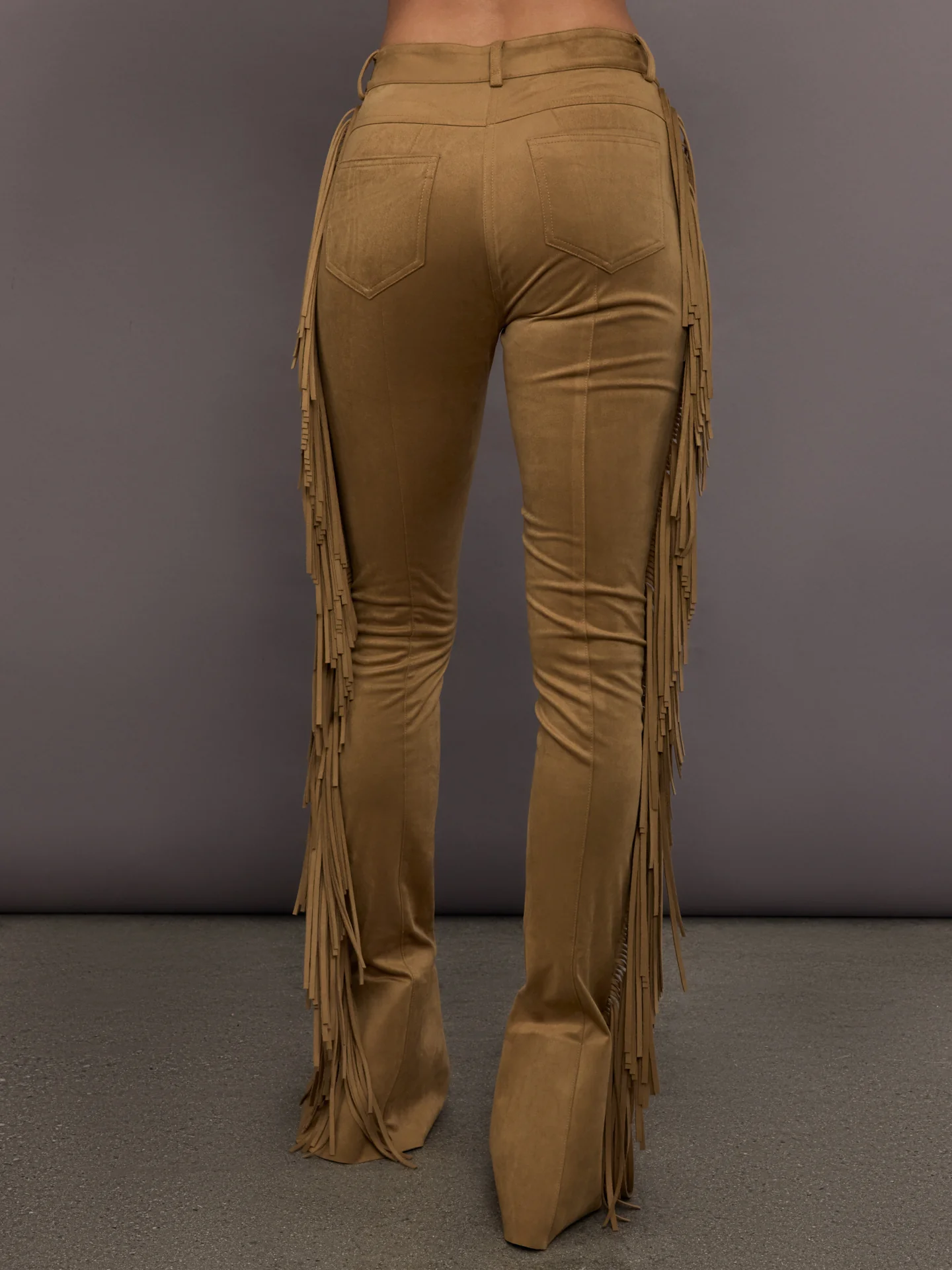 Fringe Spat Jeans - Camel - Image 4