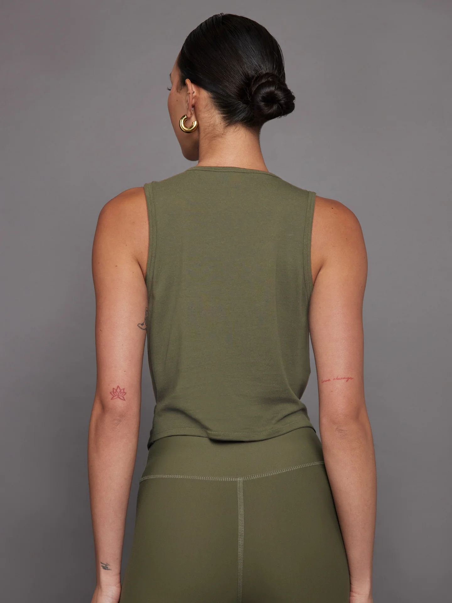 Front Twist Tank - Olive - Image 4