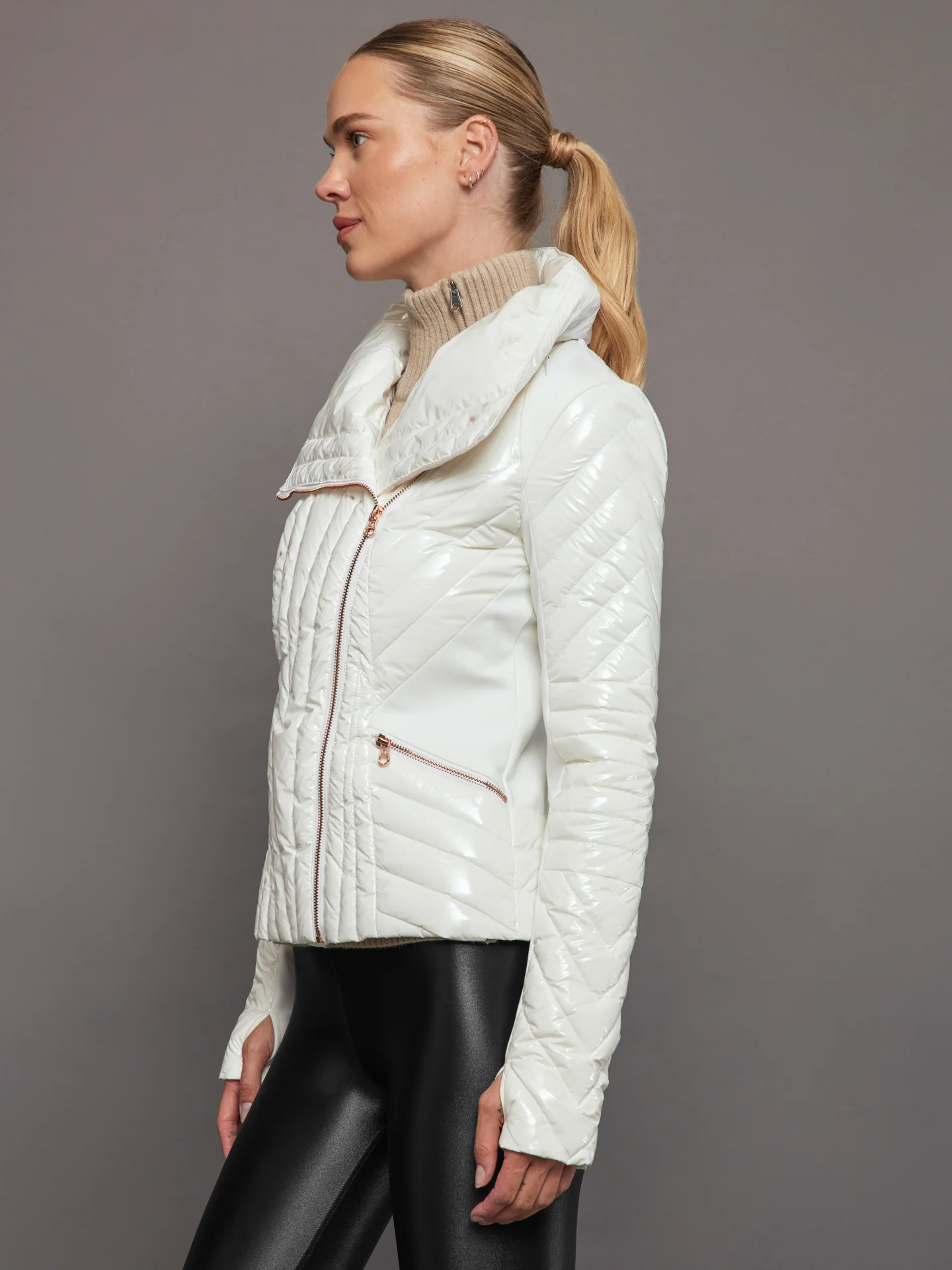 Gold Motion Panel Puffer - Optic White - Image 2