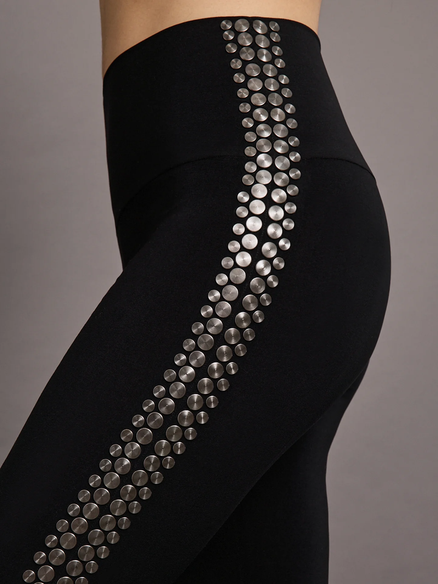Gunmetal Stud Spat Legging - Black with Side Studs - Image 2