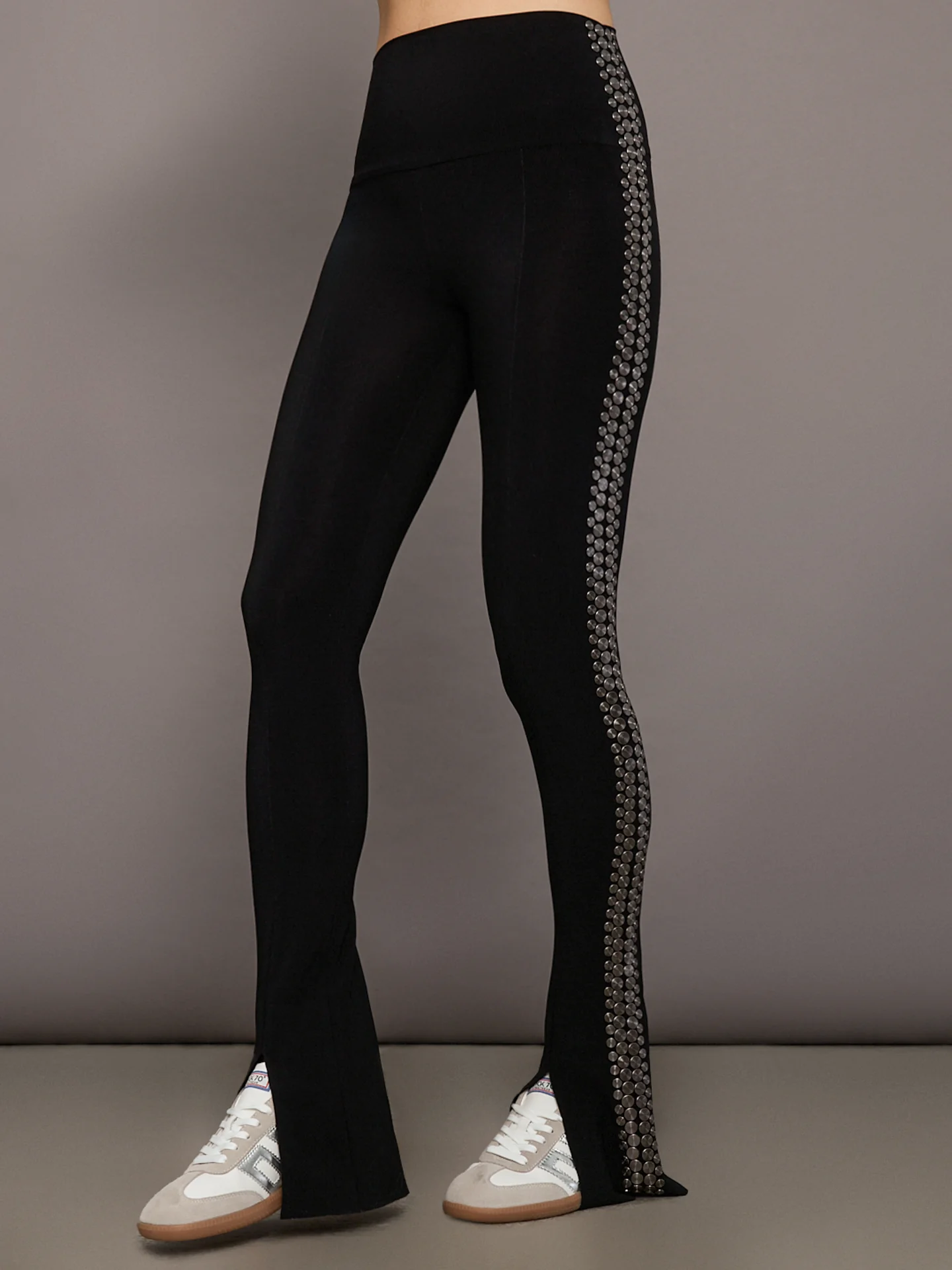 Gunmetal Stud Spat Legging - Black with Side Studs - Image 3
