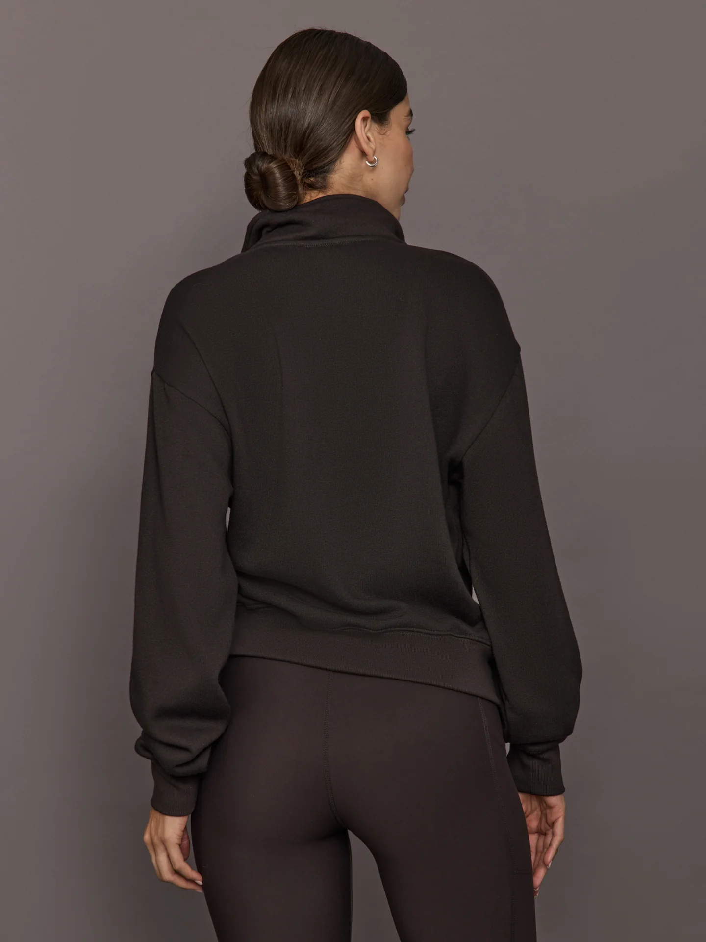 Half Zip Sweatshirt in French Terry - Chocolate Torte - Image 4