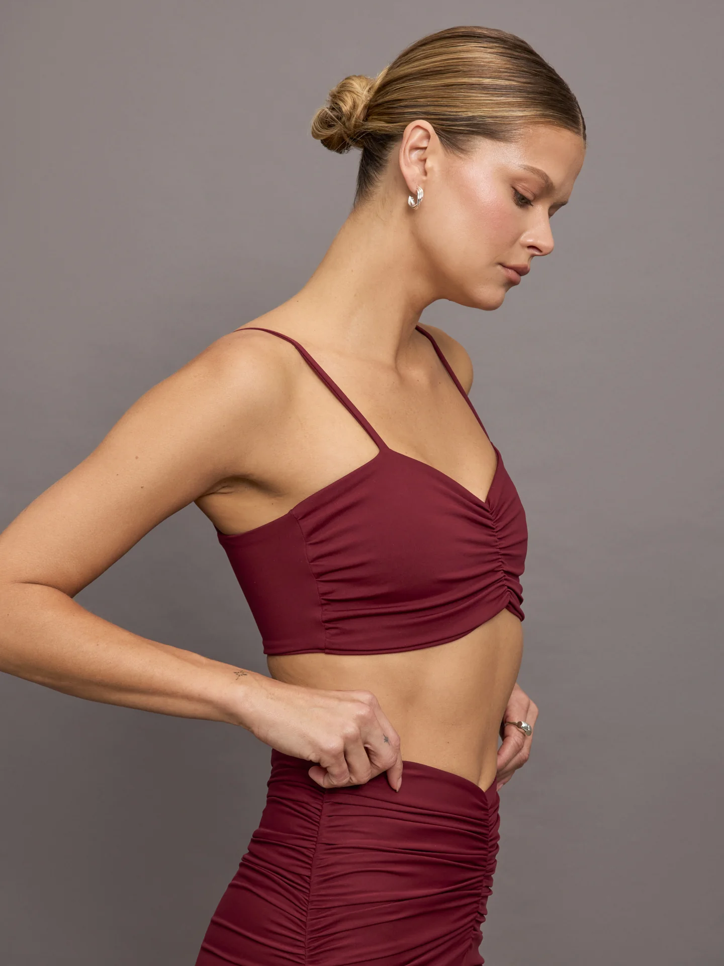 Rouched Top - Burgundy - Image 3