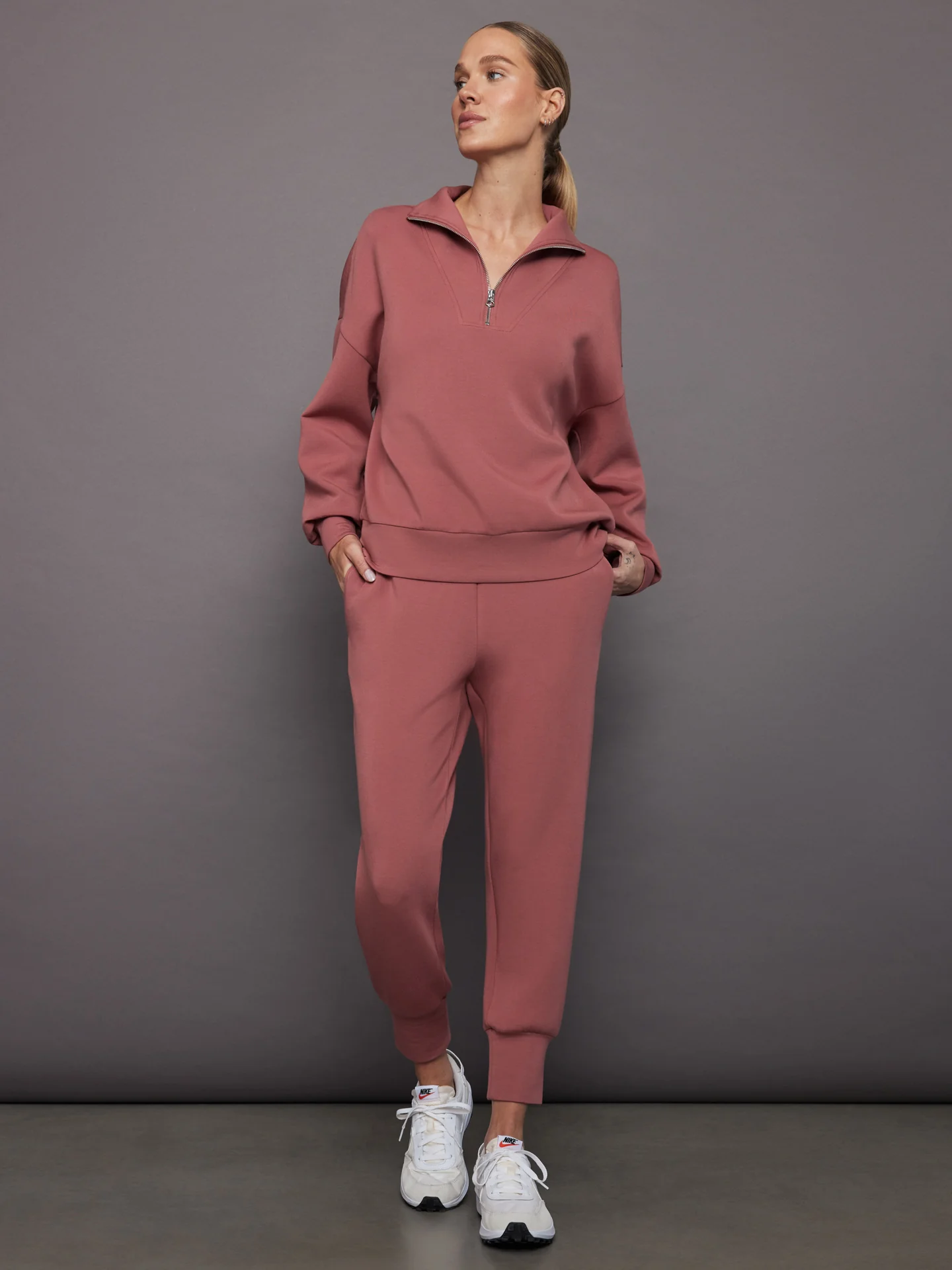 Hawley Half Zip Sweat - Withered Rose - Image 6