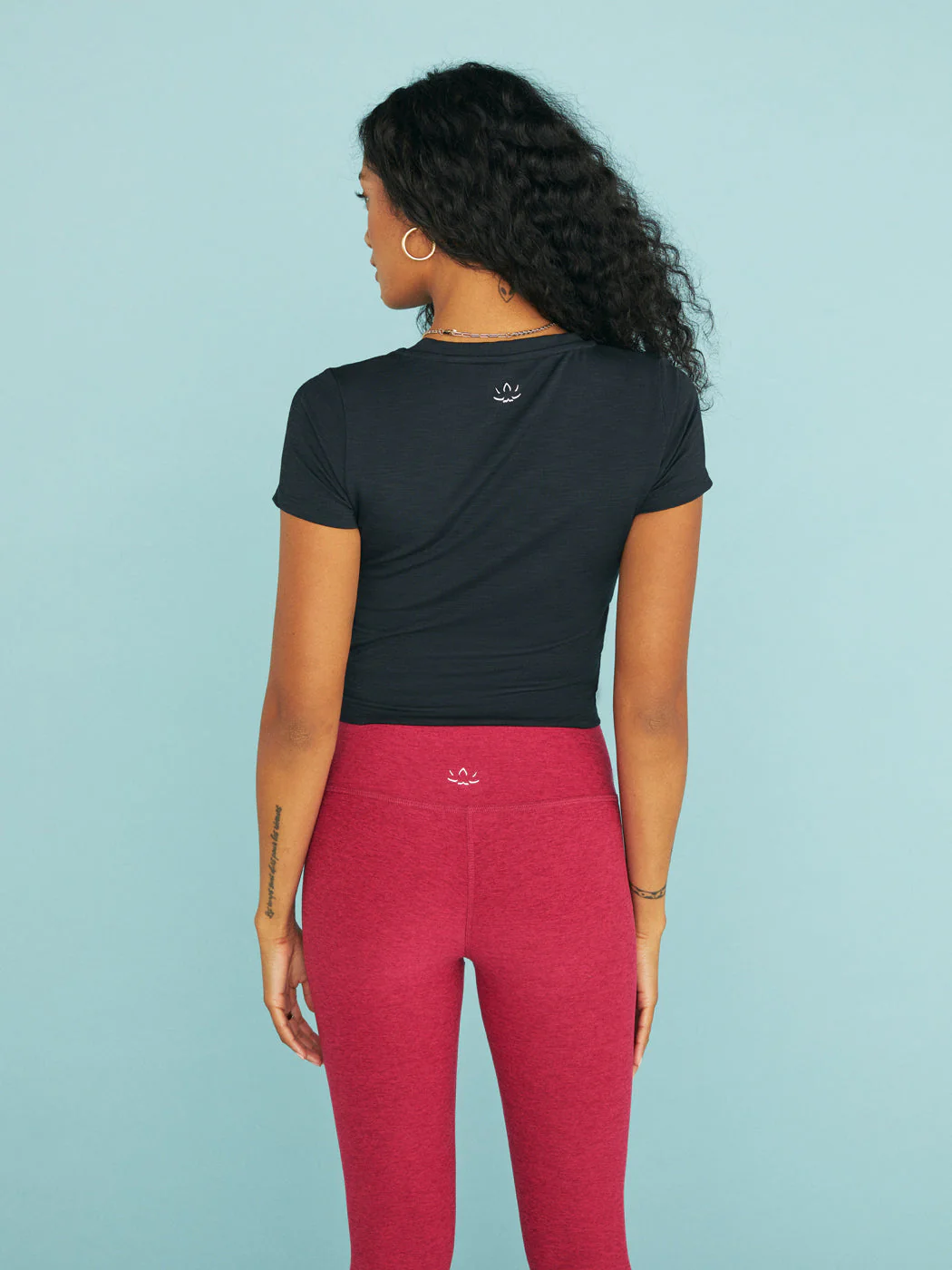 Heather Rib Remix Short Sleeve Cropped Tee - Black Heather - Image 2
