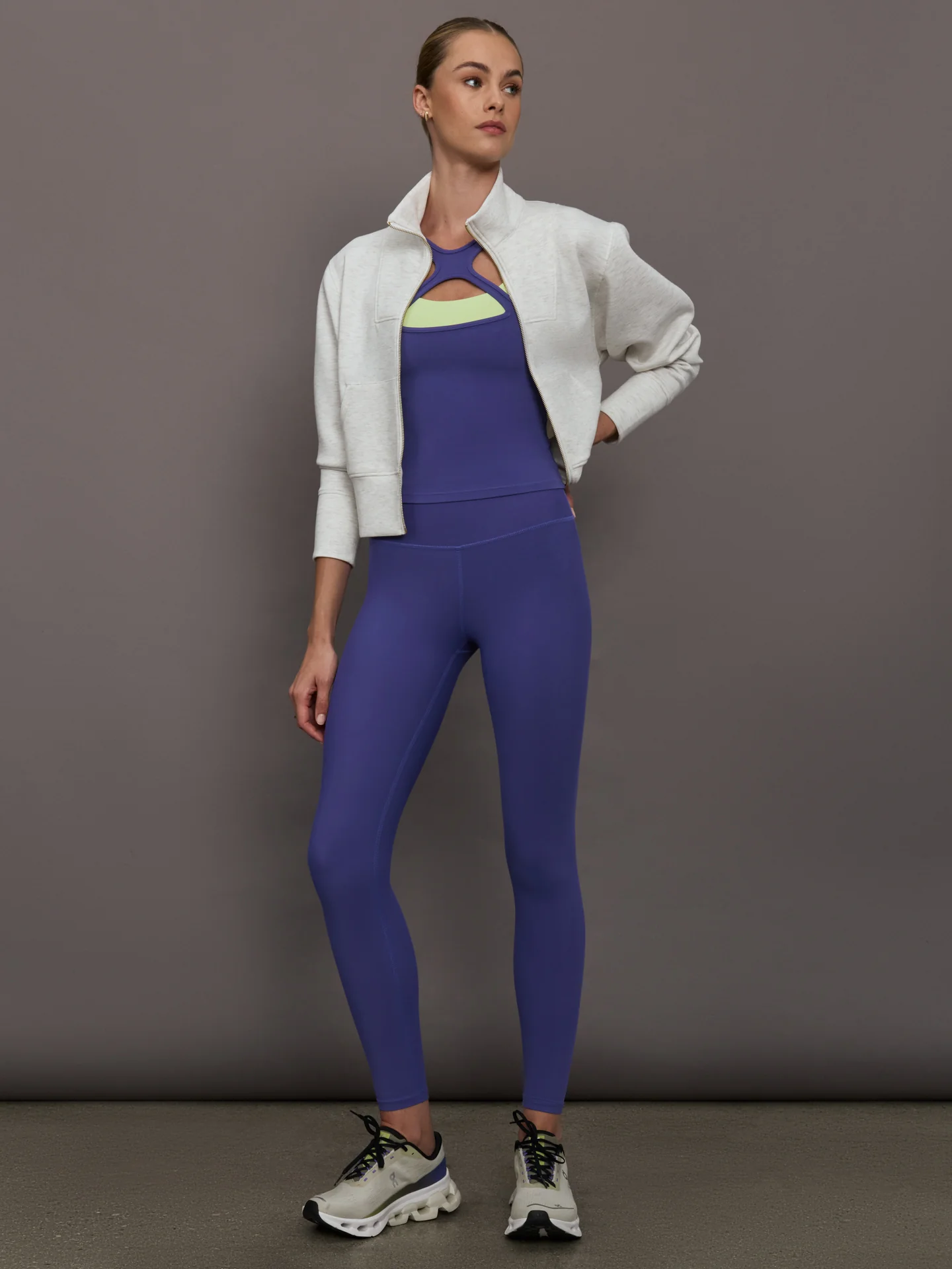 High Neck Cut Out Colorblock Tank in Melt - Future Dusk / Matcha - Image 6