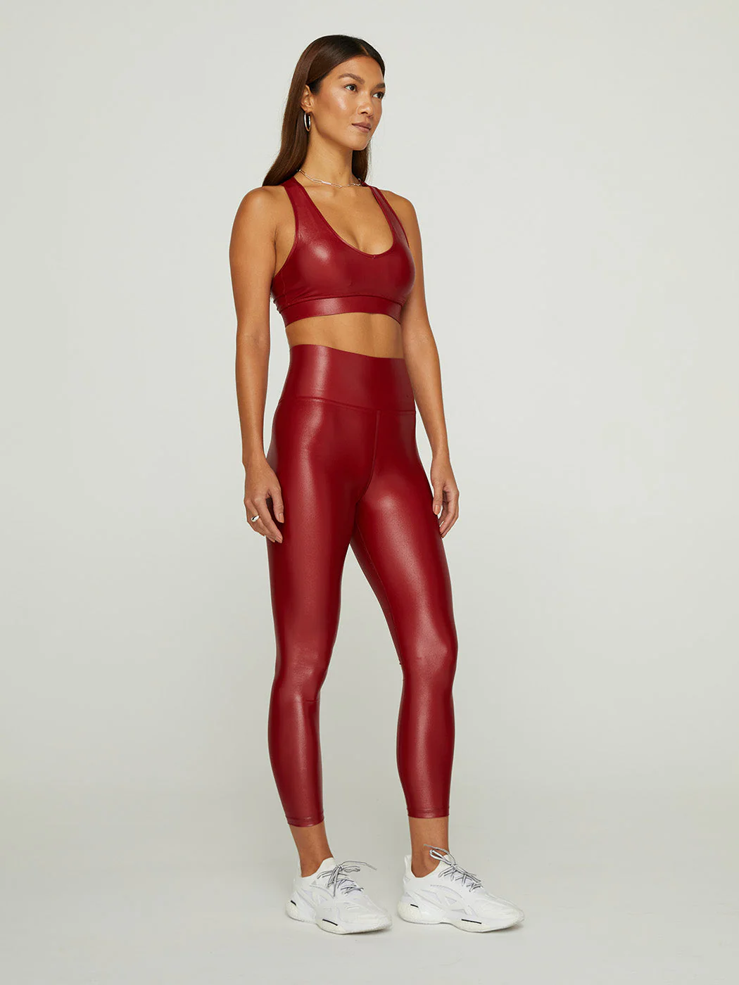 High Rise 7/8 Legging in Takara Shine - Rum Wine - Image 4