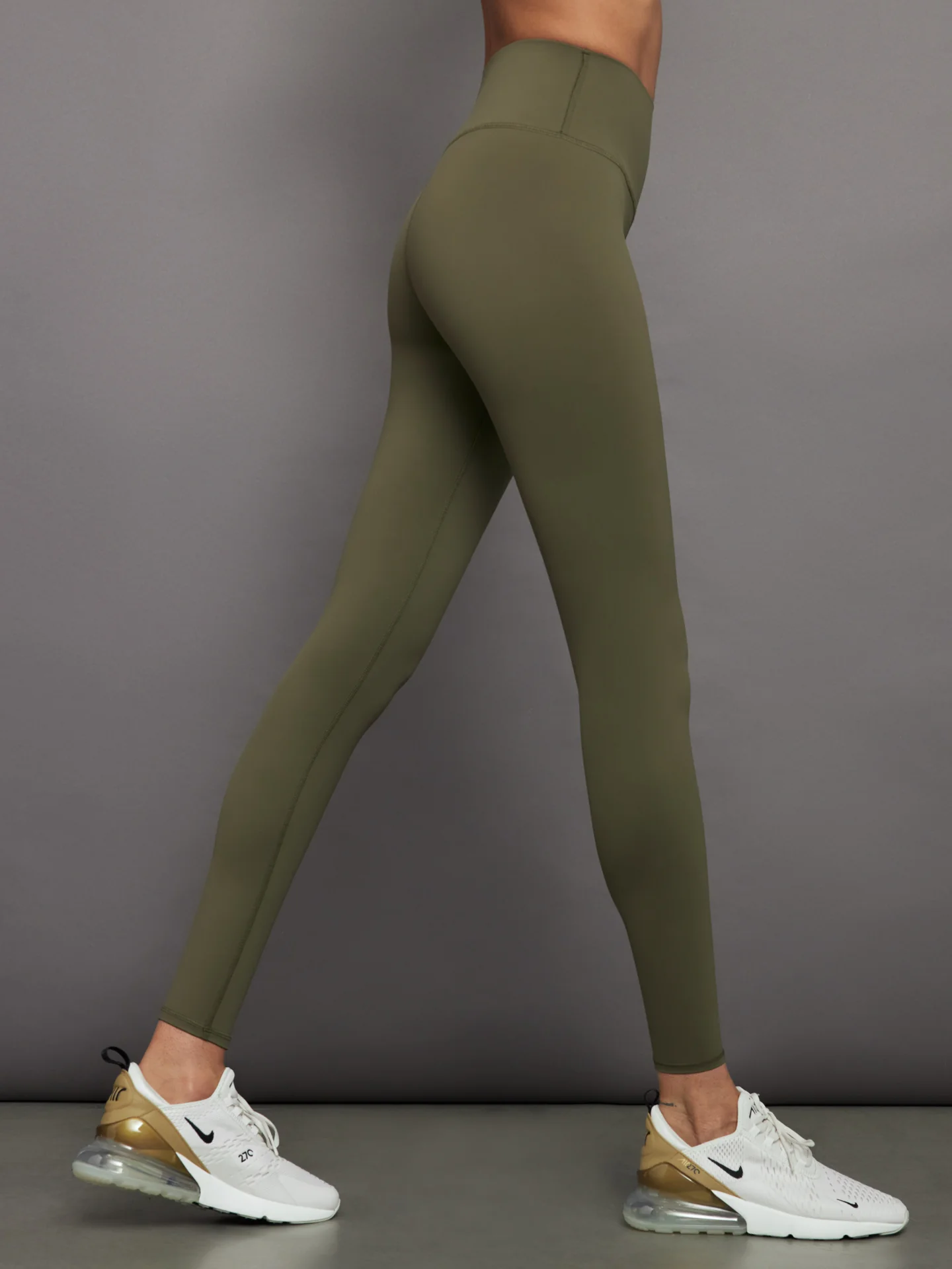 High Rise Full-Length Legging in Diamond Compression - Olive - Image 4