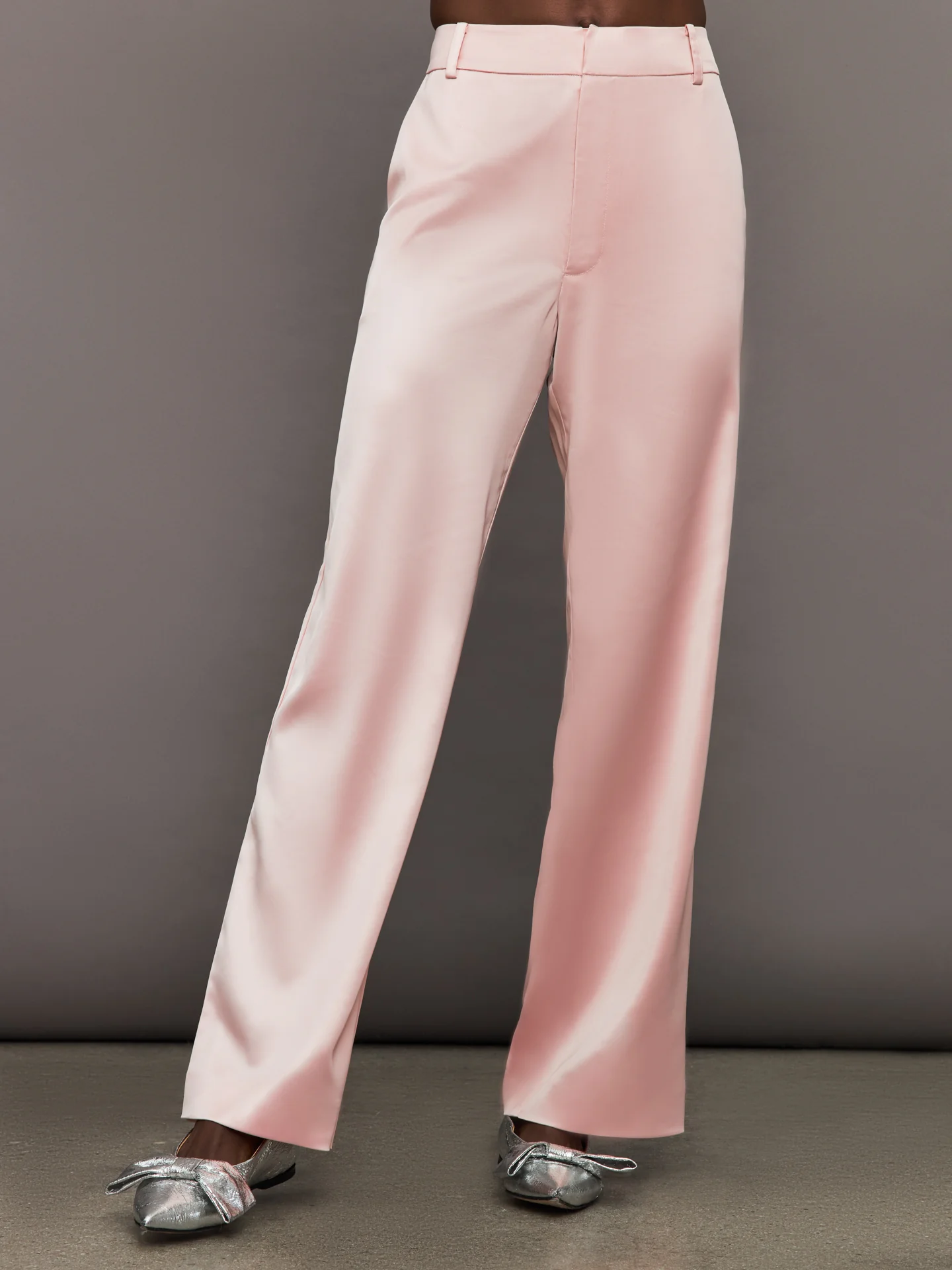 Satin Straight Leg Pant - Blush - Image 4