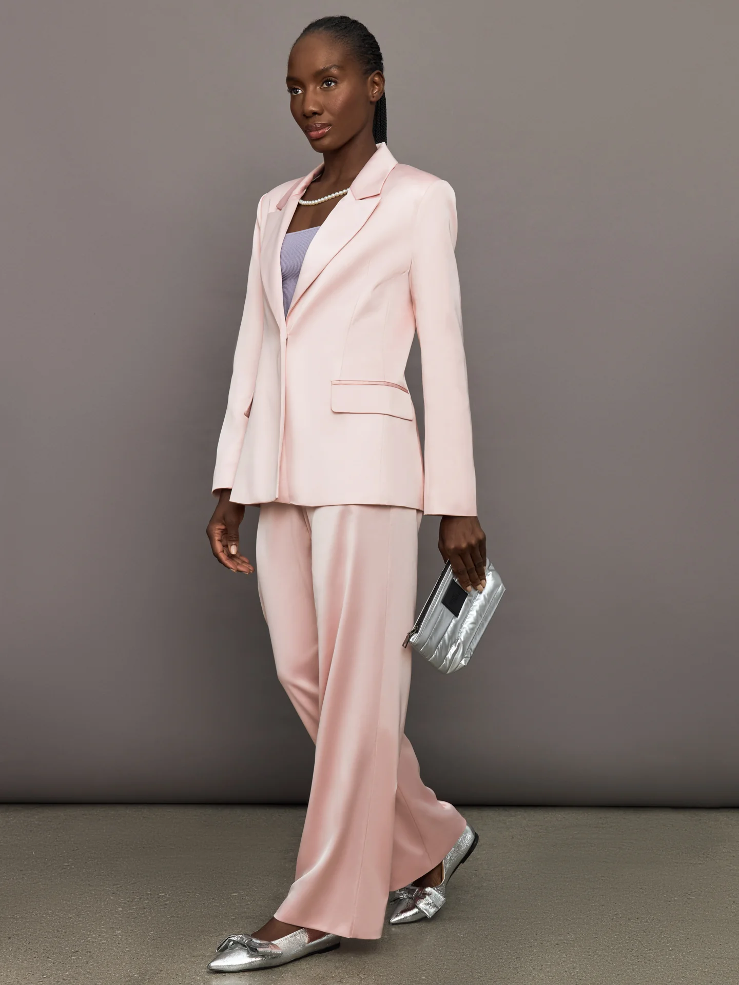 Satin Straight Leg Pant - Blush - Image 6