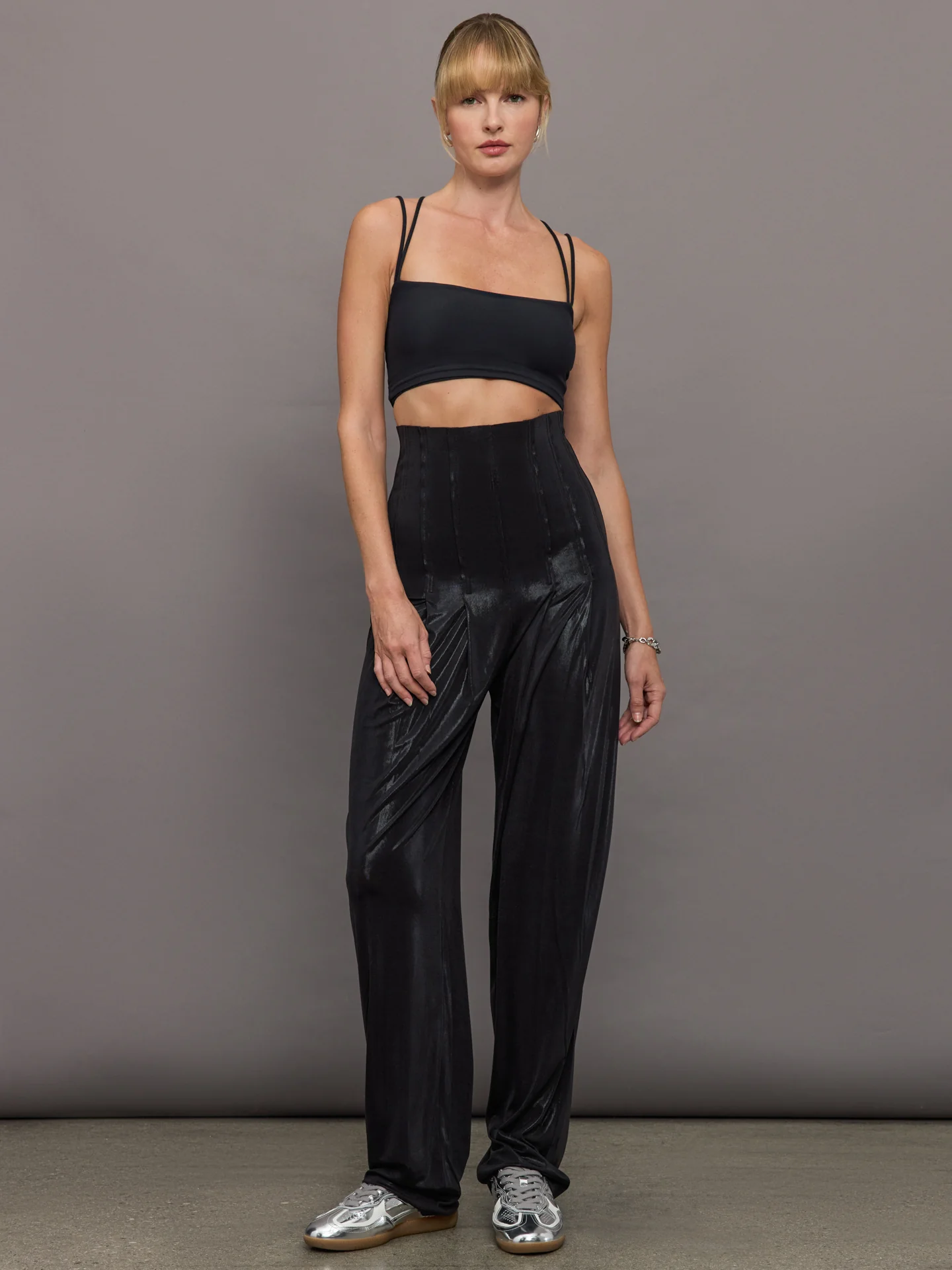 High Waist Tailored Pleat Pant - Black - Image 2