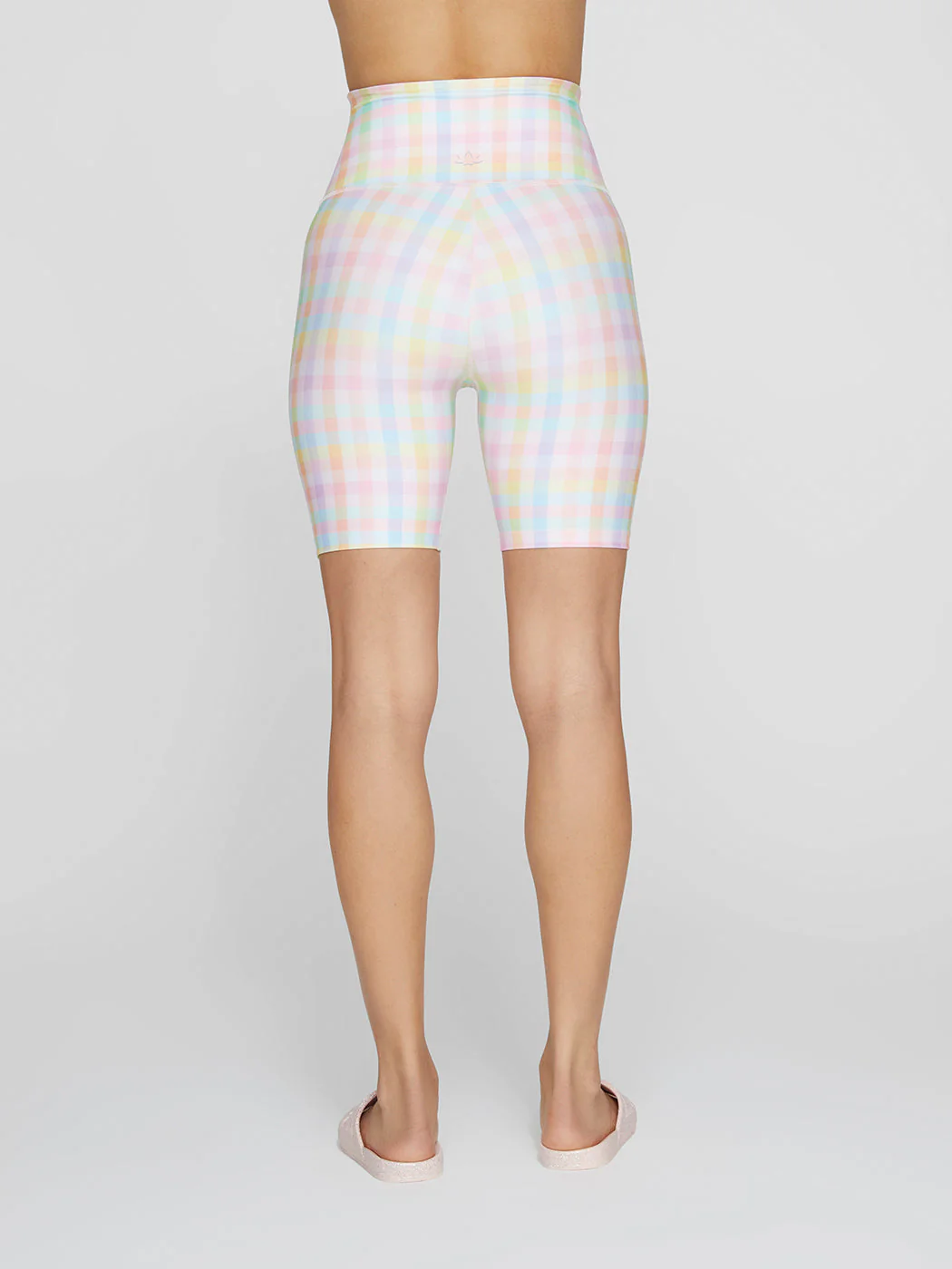 High Waisted Biker Short - Pastel Gingham - Image 4