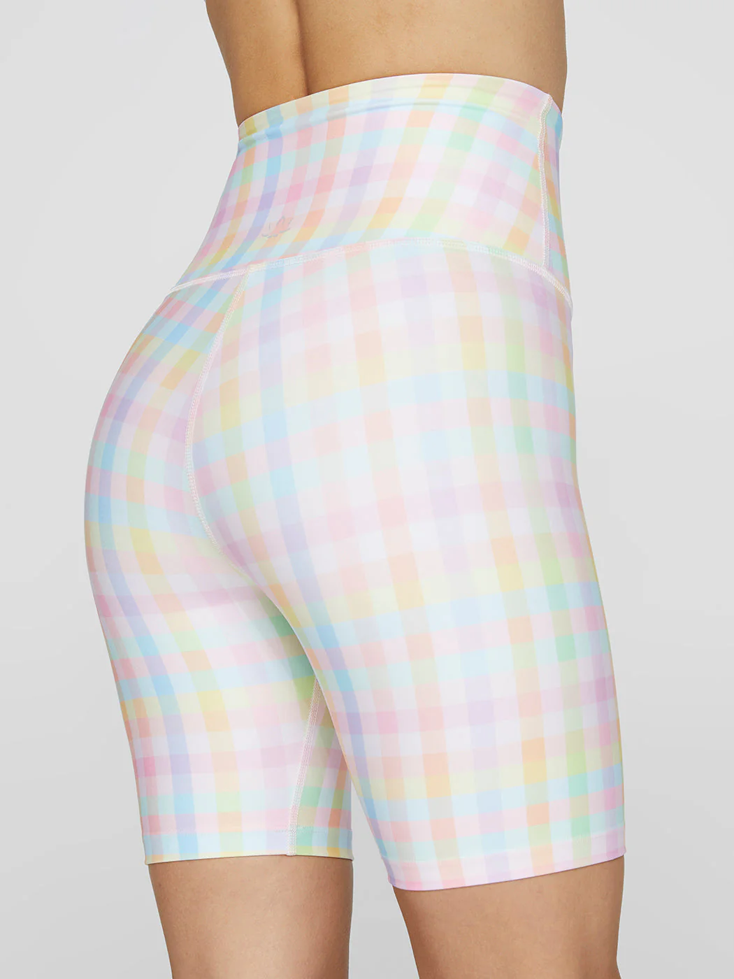High Waisted Biker Short - Pastel Gingham - Image 5