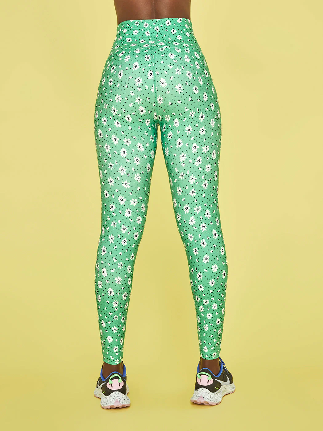 High Waisted Midi Legging - Honeydew Daisies - Image 3