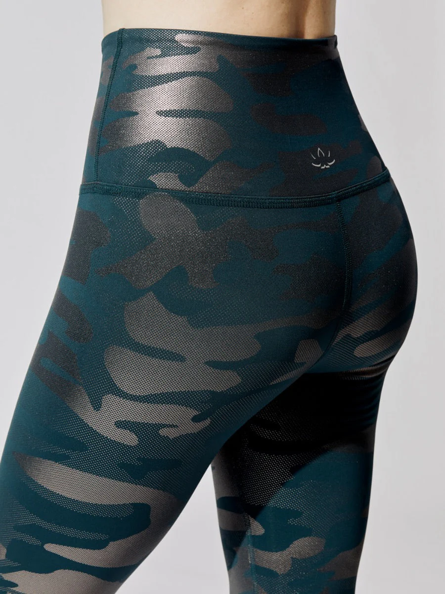High Waisted Midi Legging - Hunter Green Gunmetal Camo - Image 5