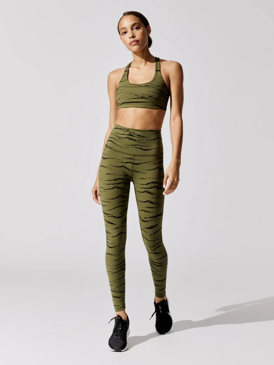 High Waisted Midi Legging - Olive Wood Jacquard - Image 2