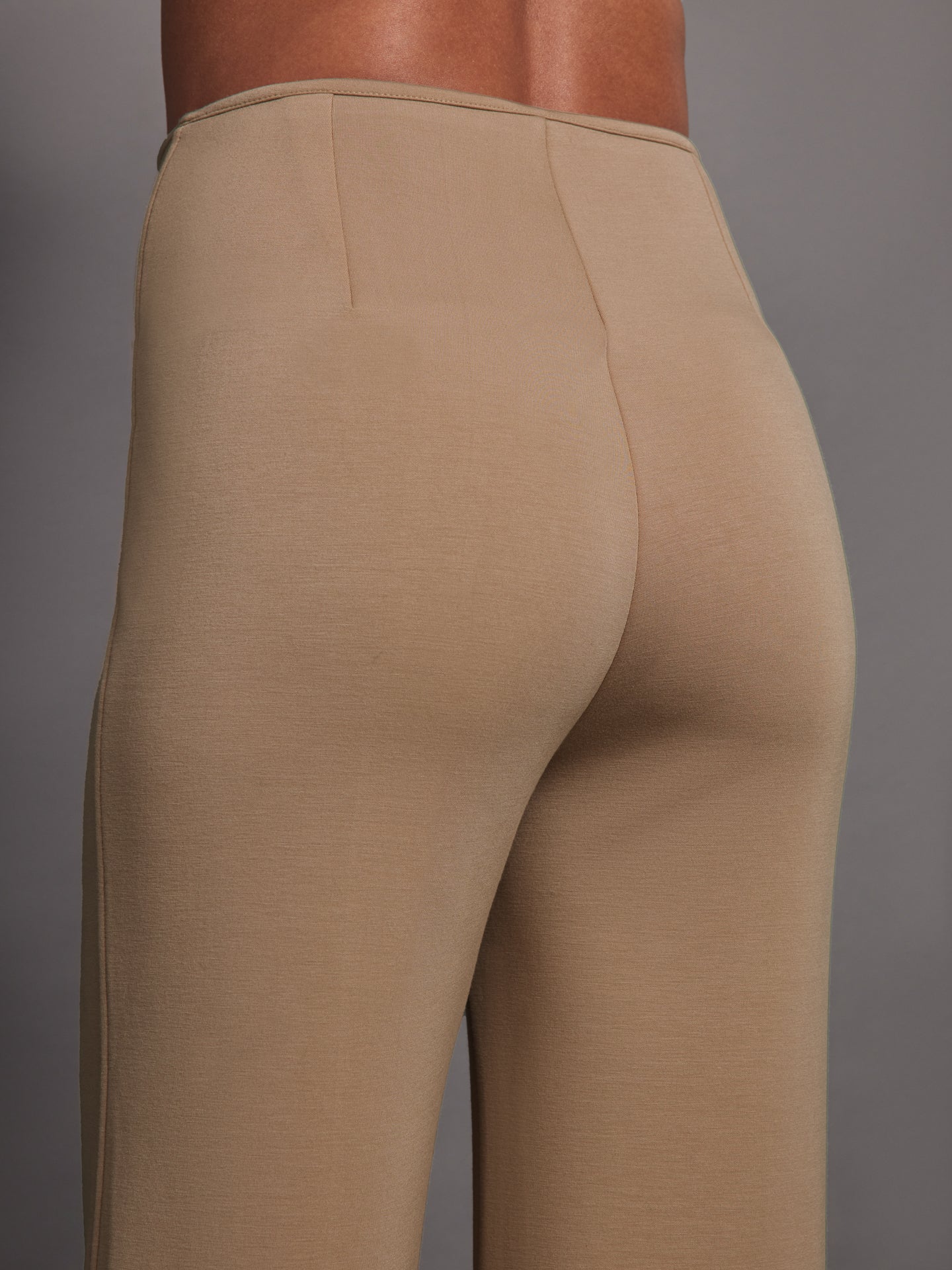 High Waisted Scuba Pant - Beige - Image 4