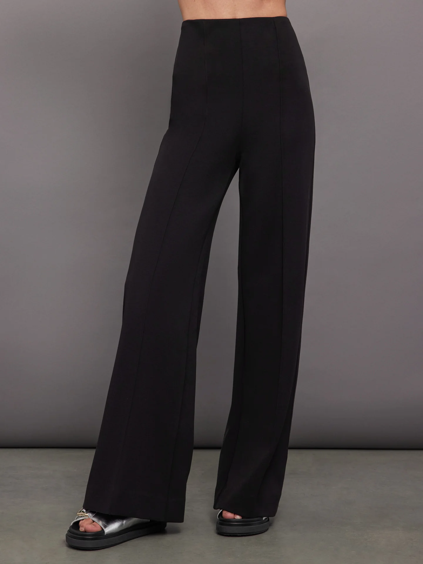 High Waisted Scuba Pant - Black - Image 2