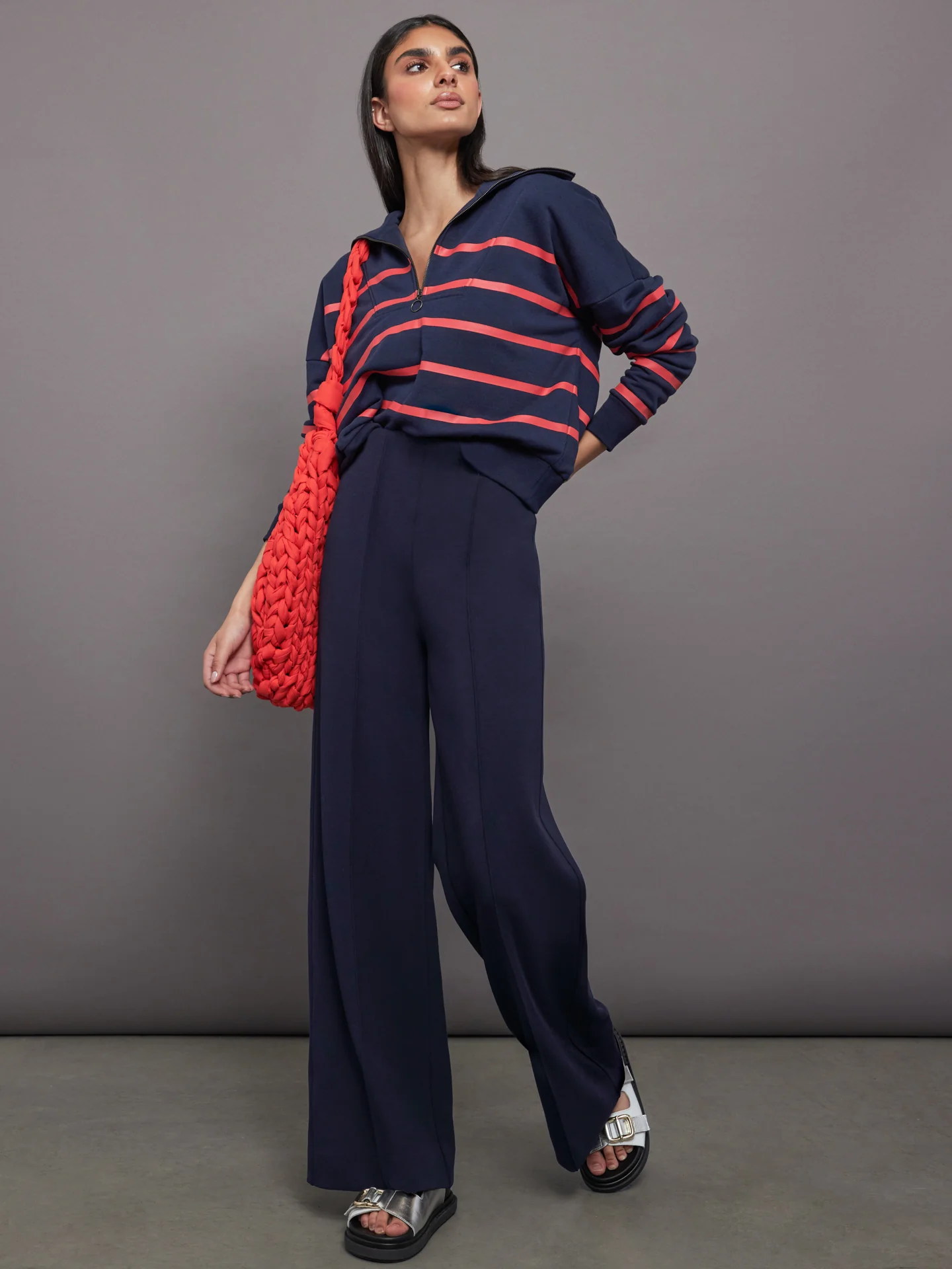 High Waisted Scuba Pant - Navy Blazer - Image 5