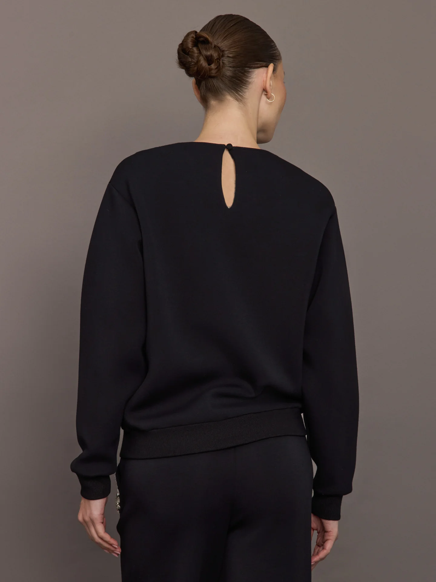 Jewel Embellished Sweatshirt in Scuba - Black - Image 4