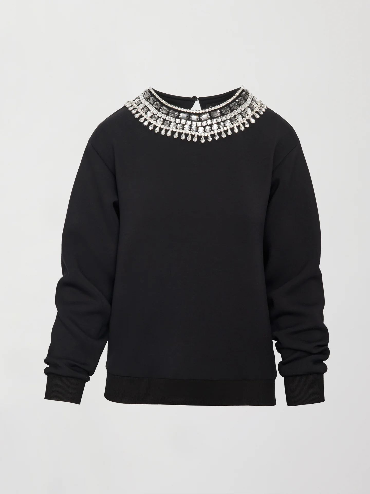 Jewel Embellished Sweatshirt in Scuba - Black - Image 7