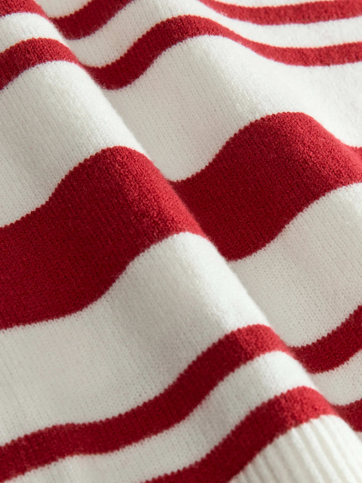 Johnny Collar Striped Sweater - Red/Cream - Image 6